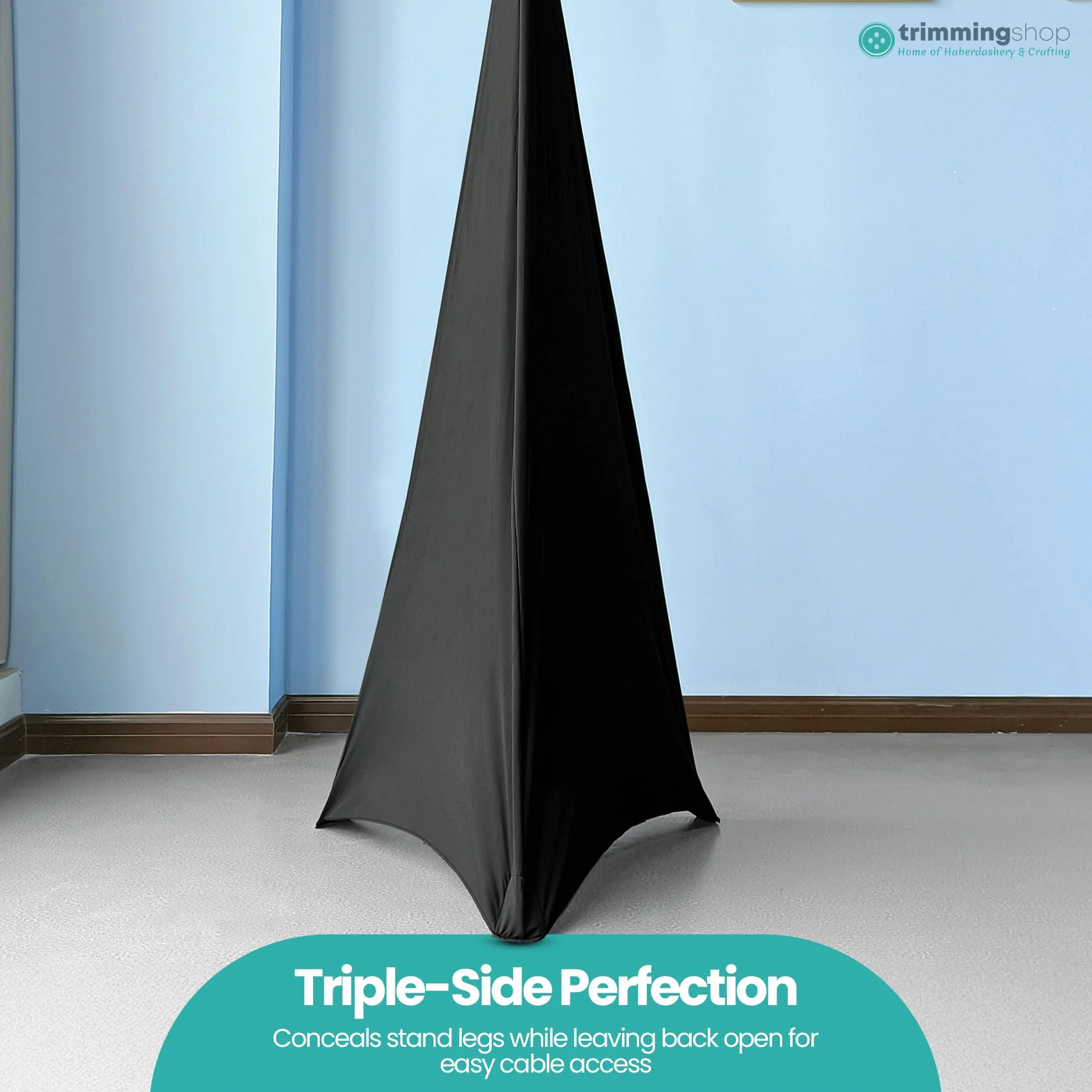 Triplo Laterale Elasticizzato Treppiedi Altoparlante Stand Cover Dj Scrim Nero 1pc
