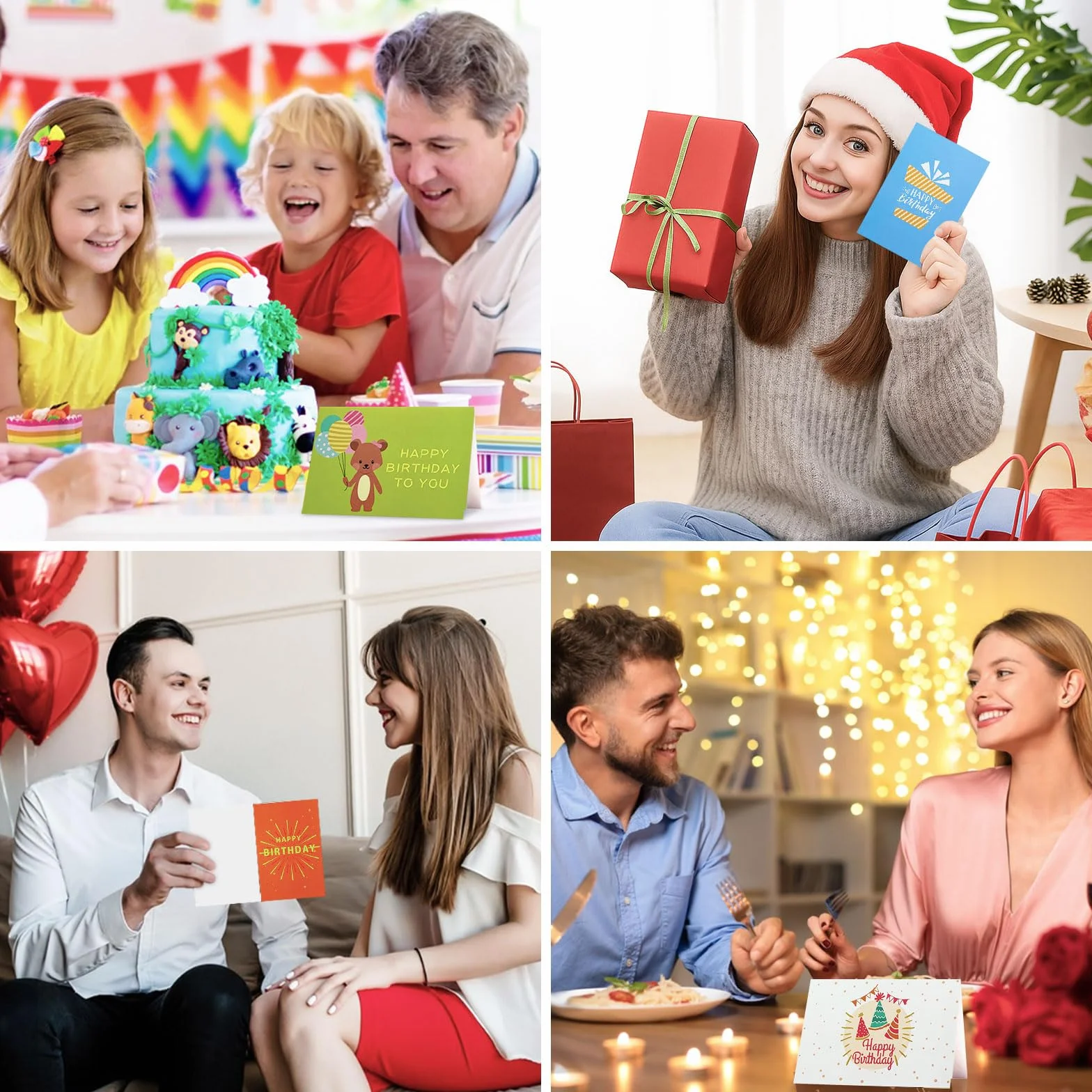 Biglietti di Auguri Compleanno 24 Pezzi con Buste e Adesivi per Uomini Donne Bambini