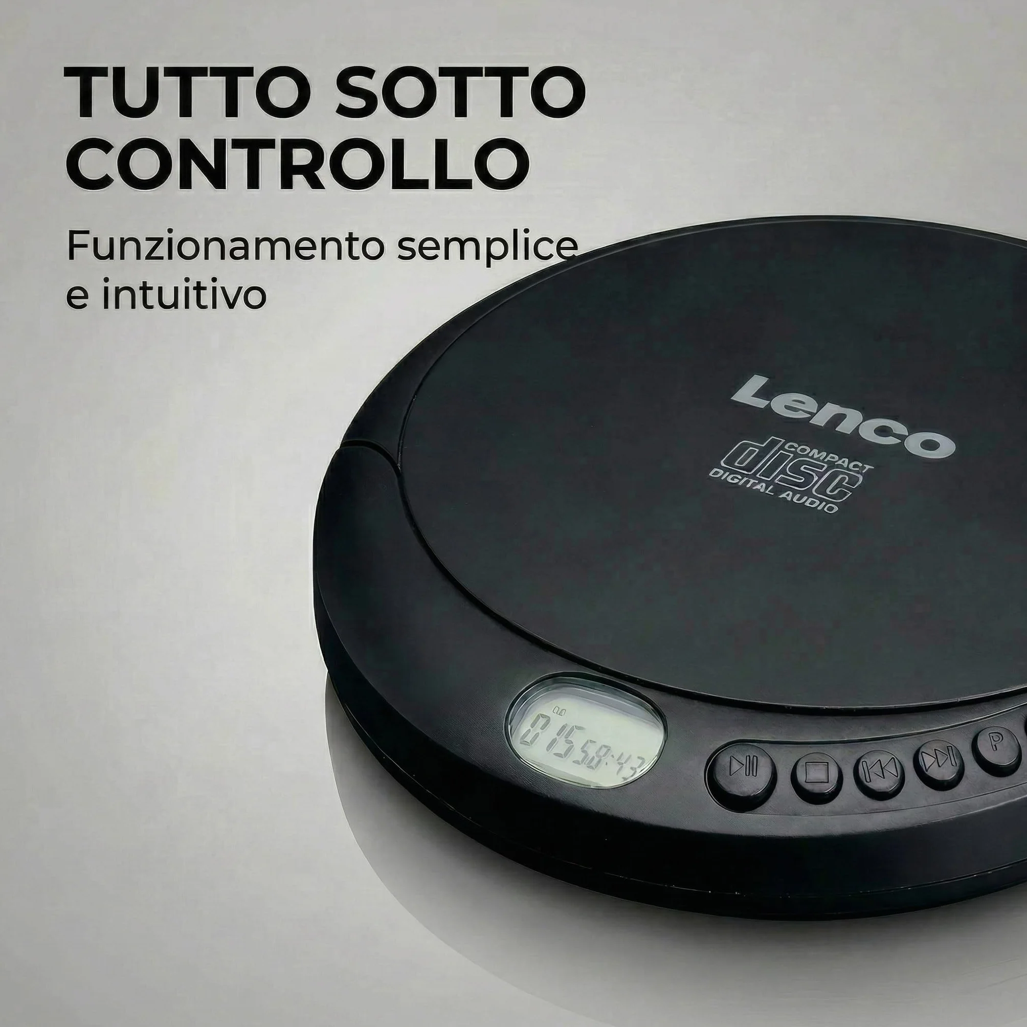 Lenco CD-010 Lettore CD portatile Walkman Nero con cuffie e cavo micro USB