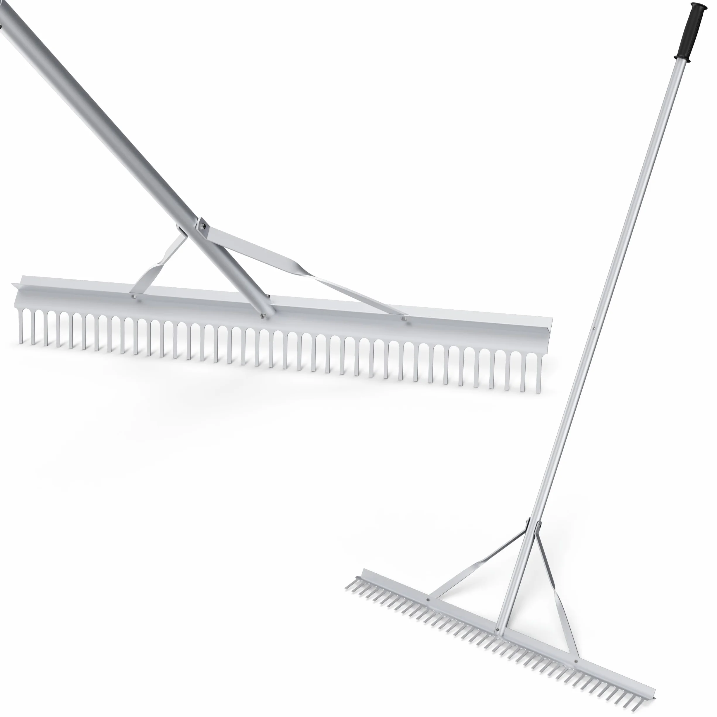 COSTWAY Rastrello da Giardino, Rastrello in Alluminio con Testa Larga 91 cm, 36 Denti, Manico Lungo 174 cm, per Allentare il Terreno, Cura del Prato, Cura del Lago Stagno Spiaggi