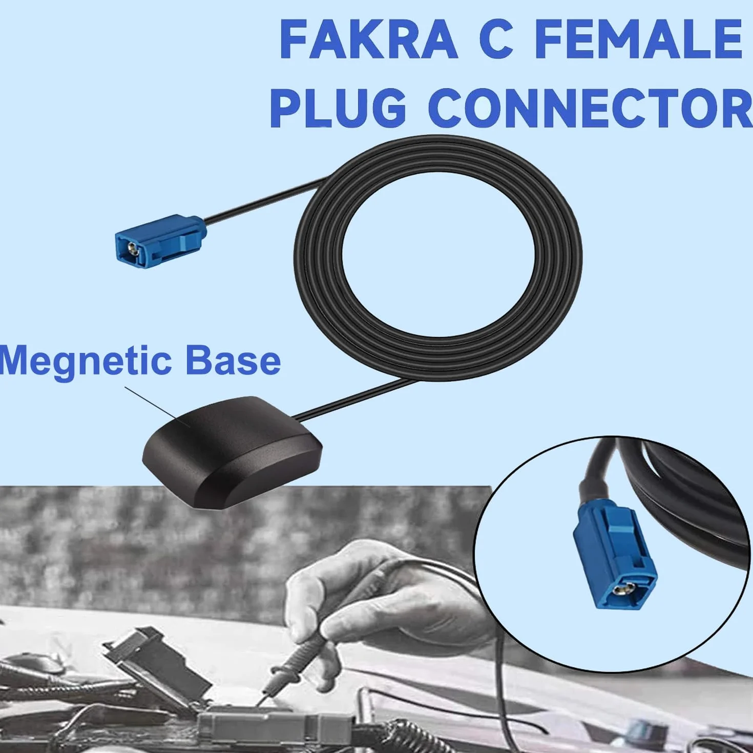 Antenna GPS attiva impermeabile 4 m Fakra C blu per Ford Dodge RAM GM Chevy Chevrolet GMC Jeep Cadillac BMW Mercedes Benz auto camion SUV