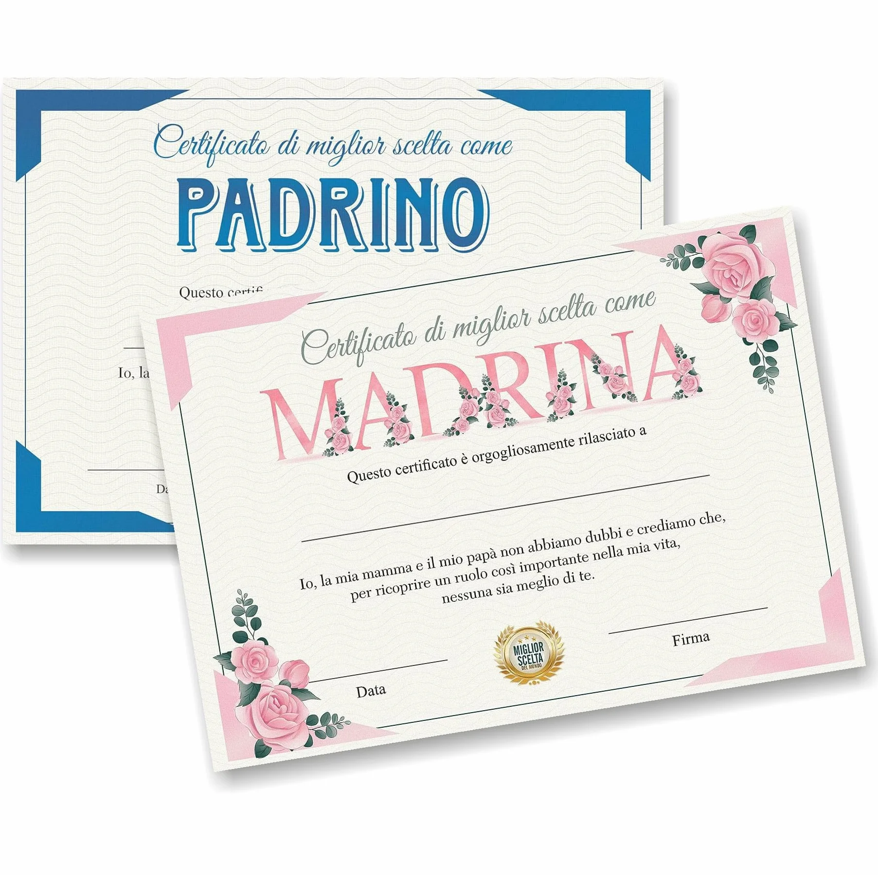 GHIBLI Certificati "Vuoi Essere la Mia Madrina e il Mio Padrino" con Buste - Idea Regalo Diploma Battesimo Bimbo Bimba