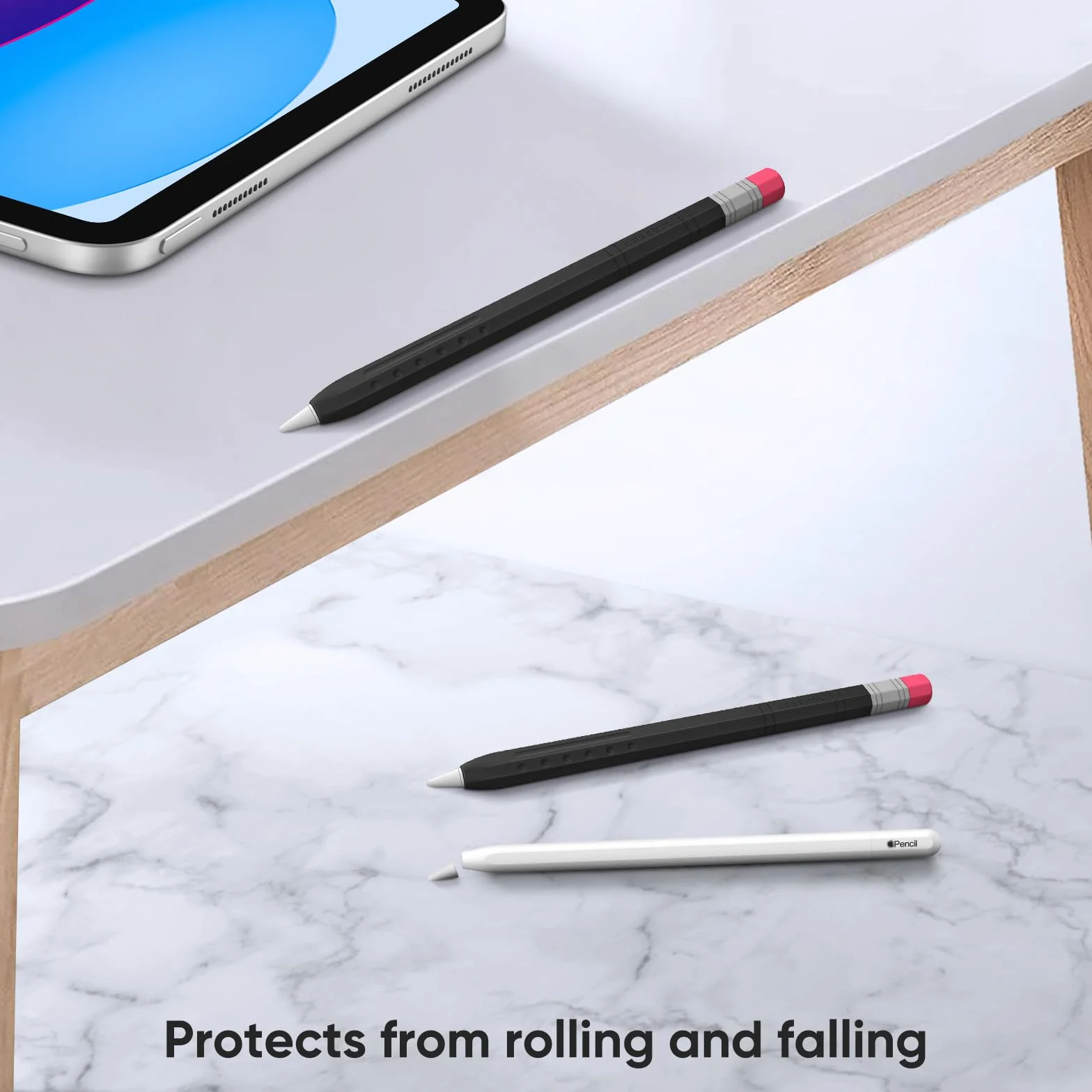FINTIE Custodia in Silicone per Apple Pencil USB-C, Cover Protettiva Antiscivolo, Supporto Magnetico Nero