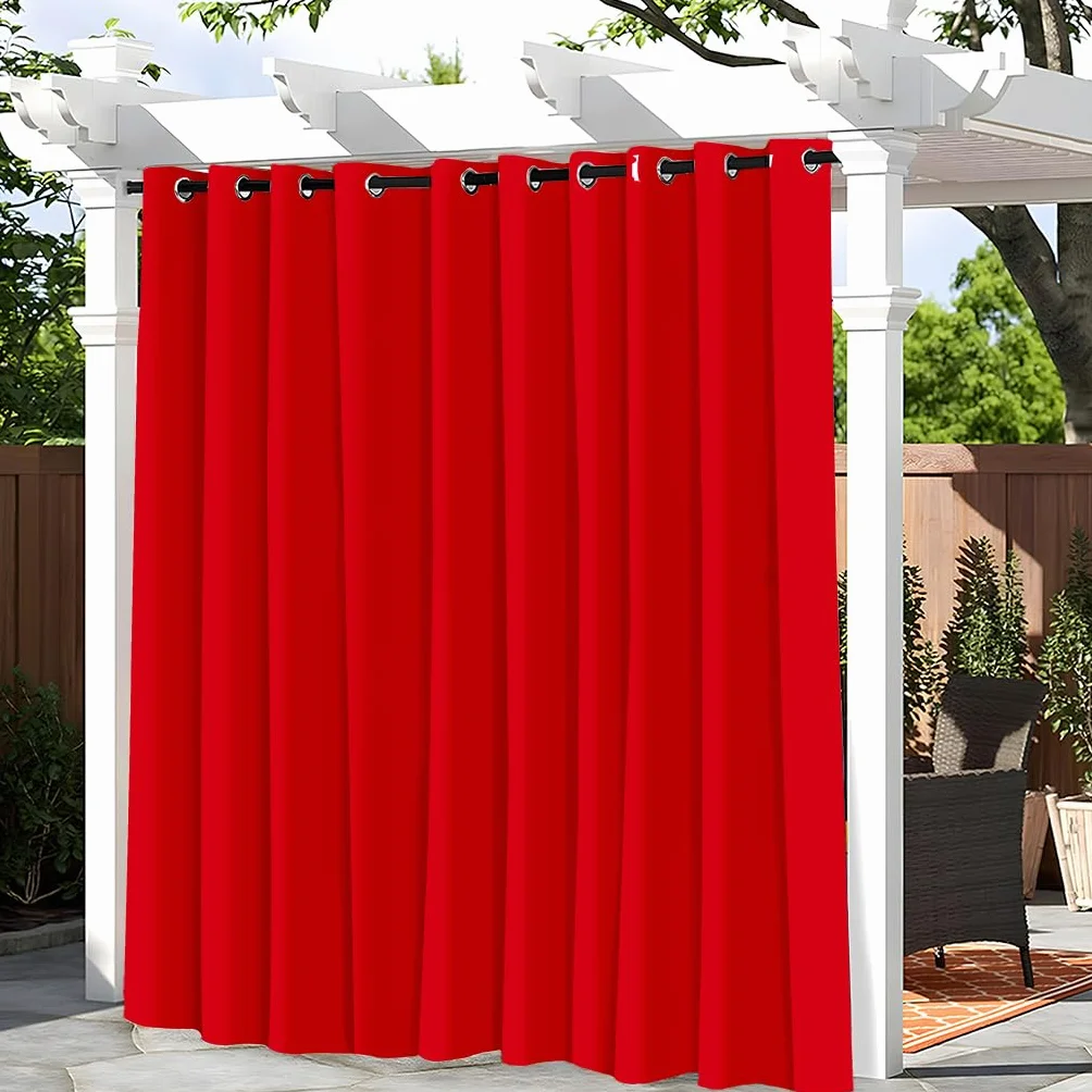 Hiseng Tende da Esterno con Anelli, 1 Pezzi Tende da Sole Tenda Oscurante Impermeabile Tinta Unita Tenda per Esterni per Giardino Cortile Balcone Protezione Solare Privacy (180x213cm,Rosso)