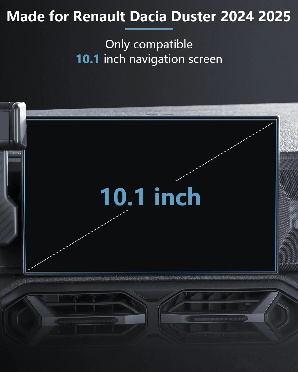 Pellicola protettiva per display Dacia Duster 3 2024-2026, vetro temperato 9H 10,1 cali