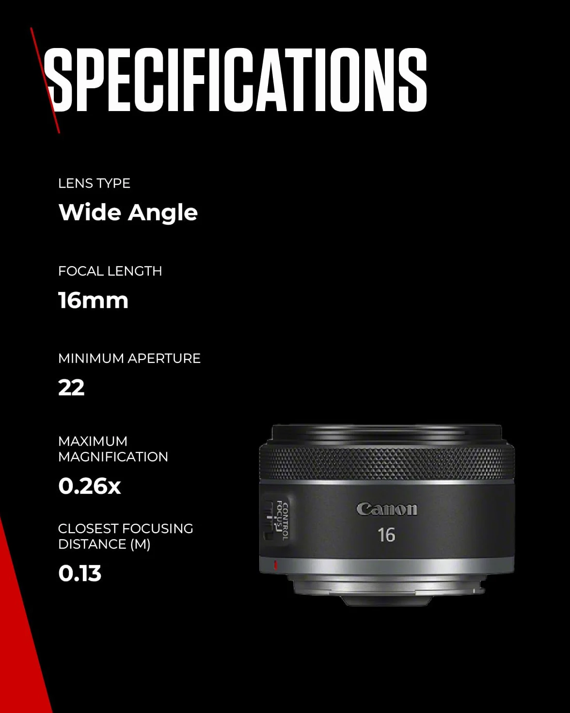 Canon Obiettivo RF 16mm F2.8 STM Full Frame Ultra-Grandangolare per EOS R