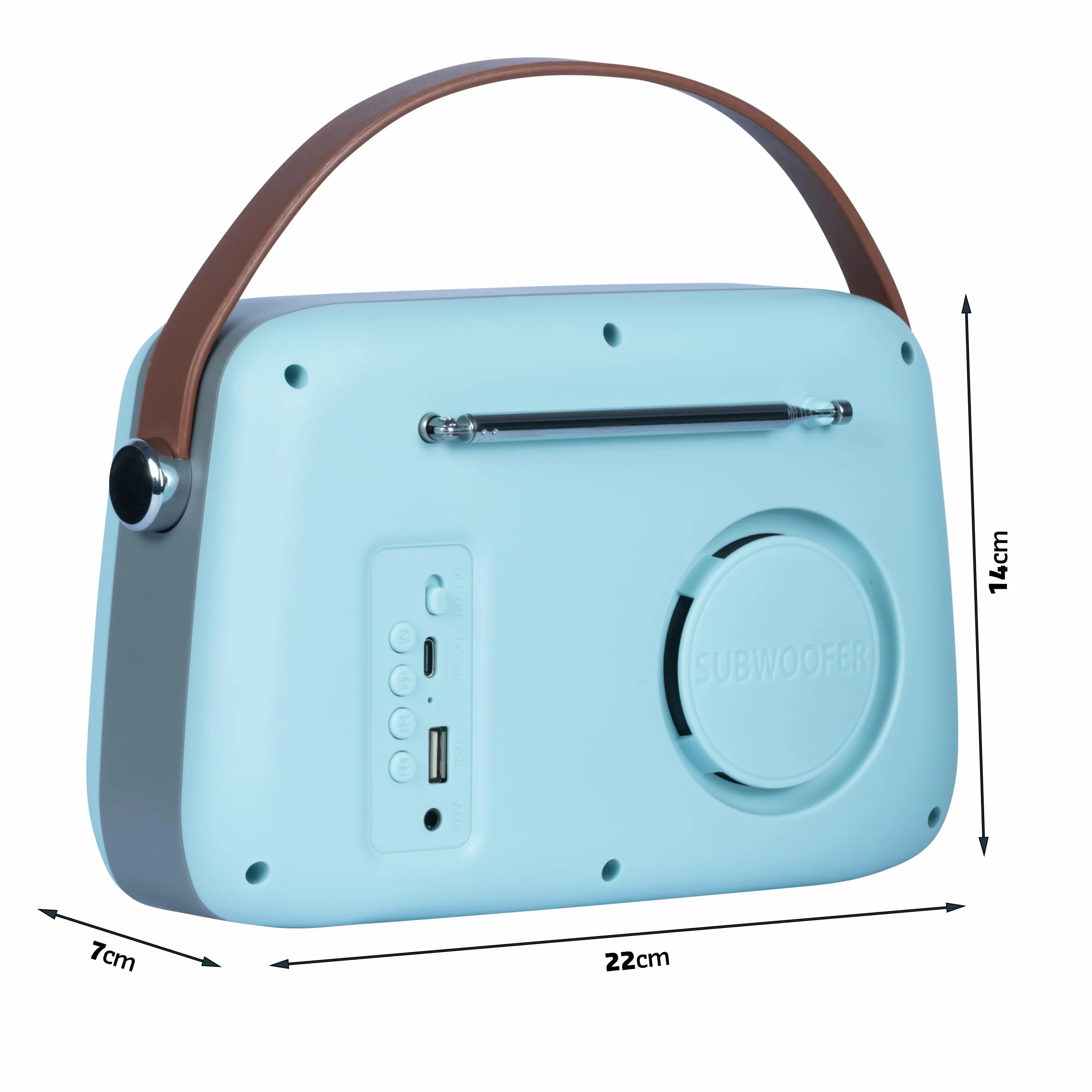 Madison FREESOUND-VR30BL-DAB Radio DAB+ vintage a batteria lunga DAB+ FM Bluetooth USB Subwoofer posteriore Blu opaco
