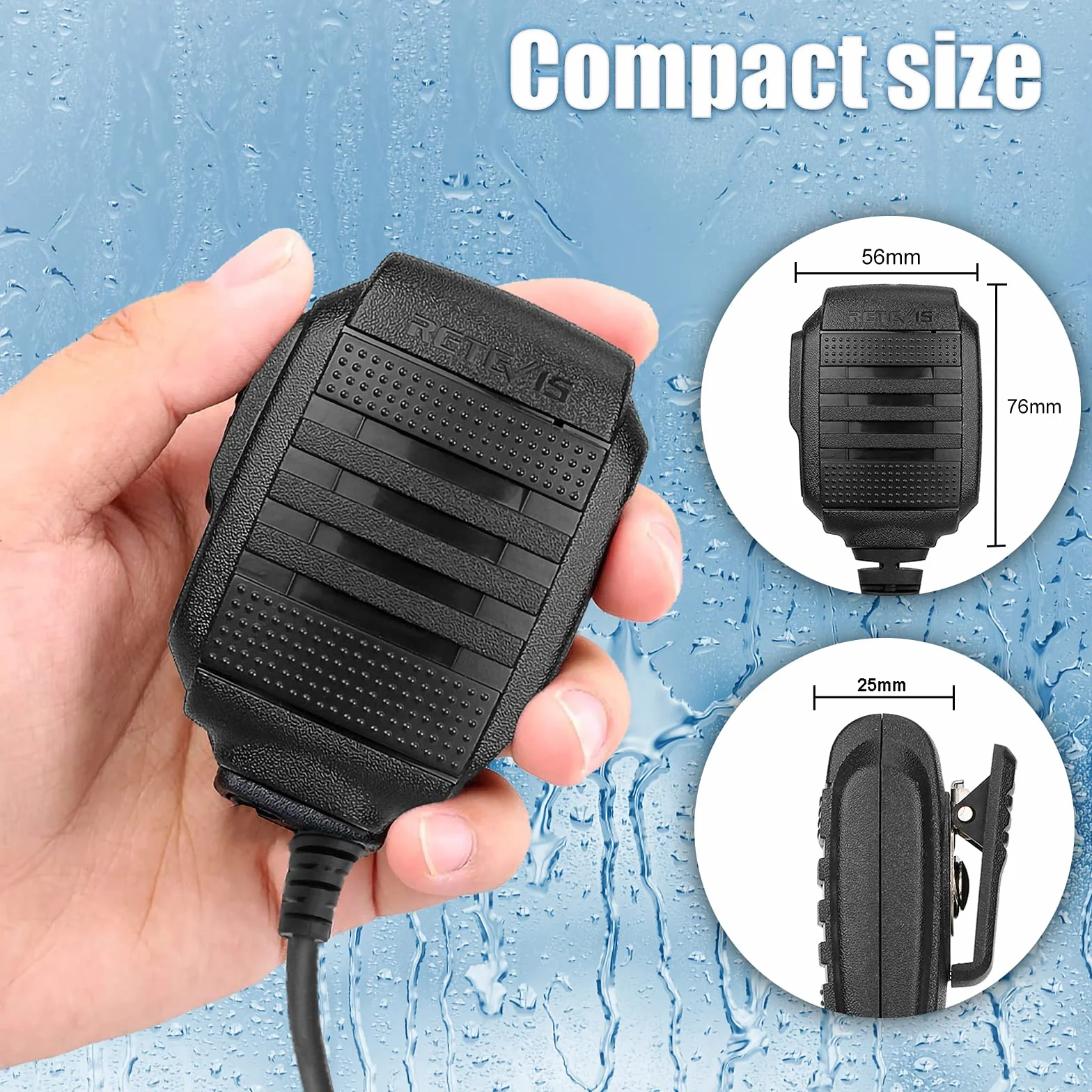 Retevis RS114 Walkie Talkie IP54 Altoparlante Microfono 2 Pin Compatibile RT24 RT27 RT22 RT622 RT5 RT5R RT28 Baofeng BF-888S UV-5R Kenwood (2 Pezzi)