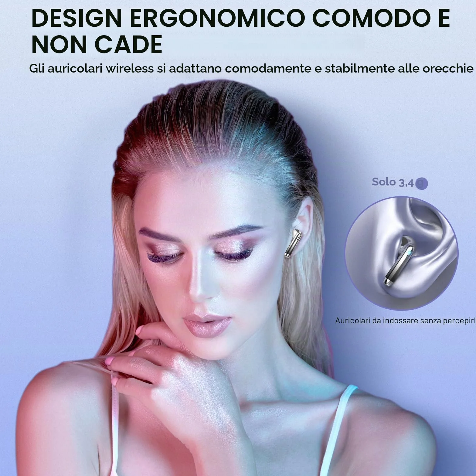 Cuffie Bluetooth 5.4 con Driver 14.2mm, IP7 Impermeabili, 40H Display LED, Nero