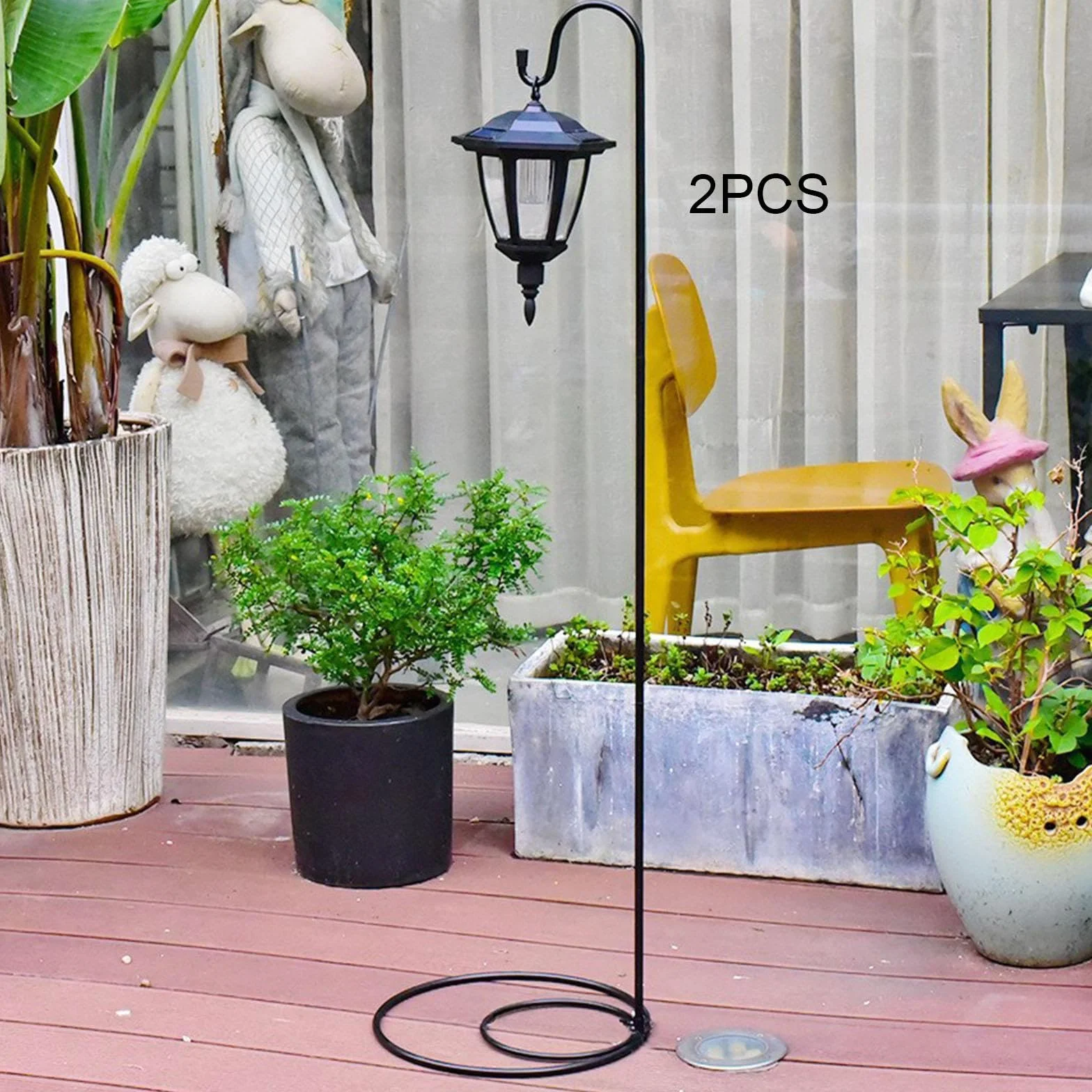 Baoblaze 2 Pezzi Supporti Tipo Gancio da Pastore per Esterni con Base Piatta, 120 Cm, Ferro