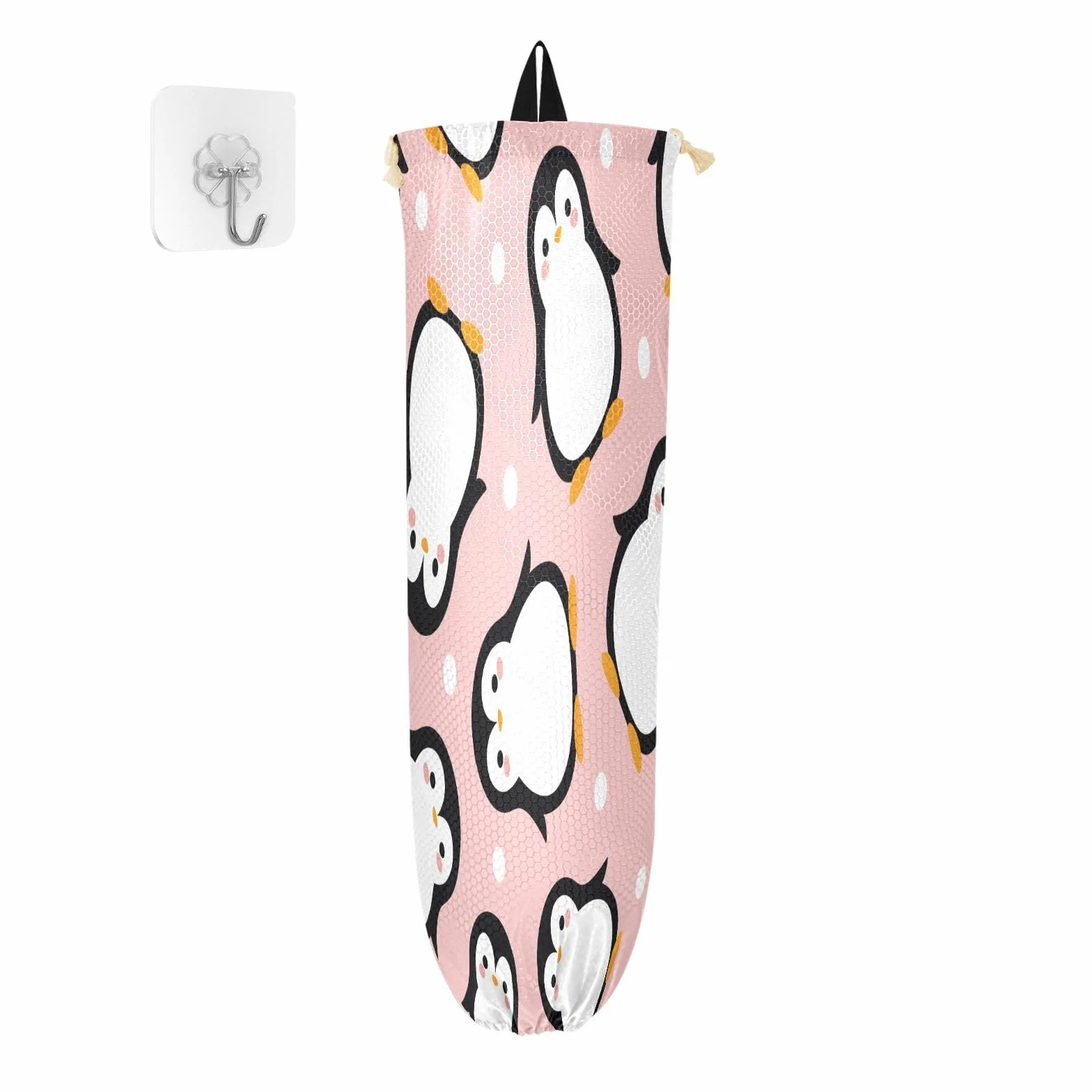 Porta sacchetti di plastica da appendere a forma di pinguino carino animale borsa della spesa organizzatore cucina cartone animato pois sacchetto di plastica di stoccaggio della spazzatura borsa della