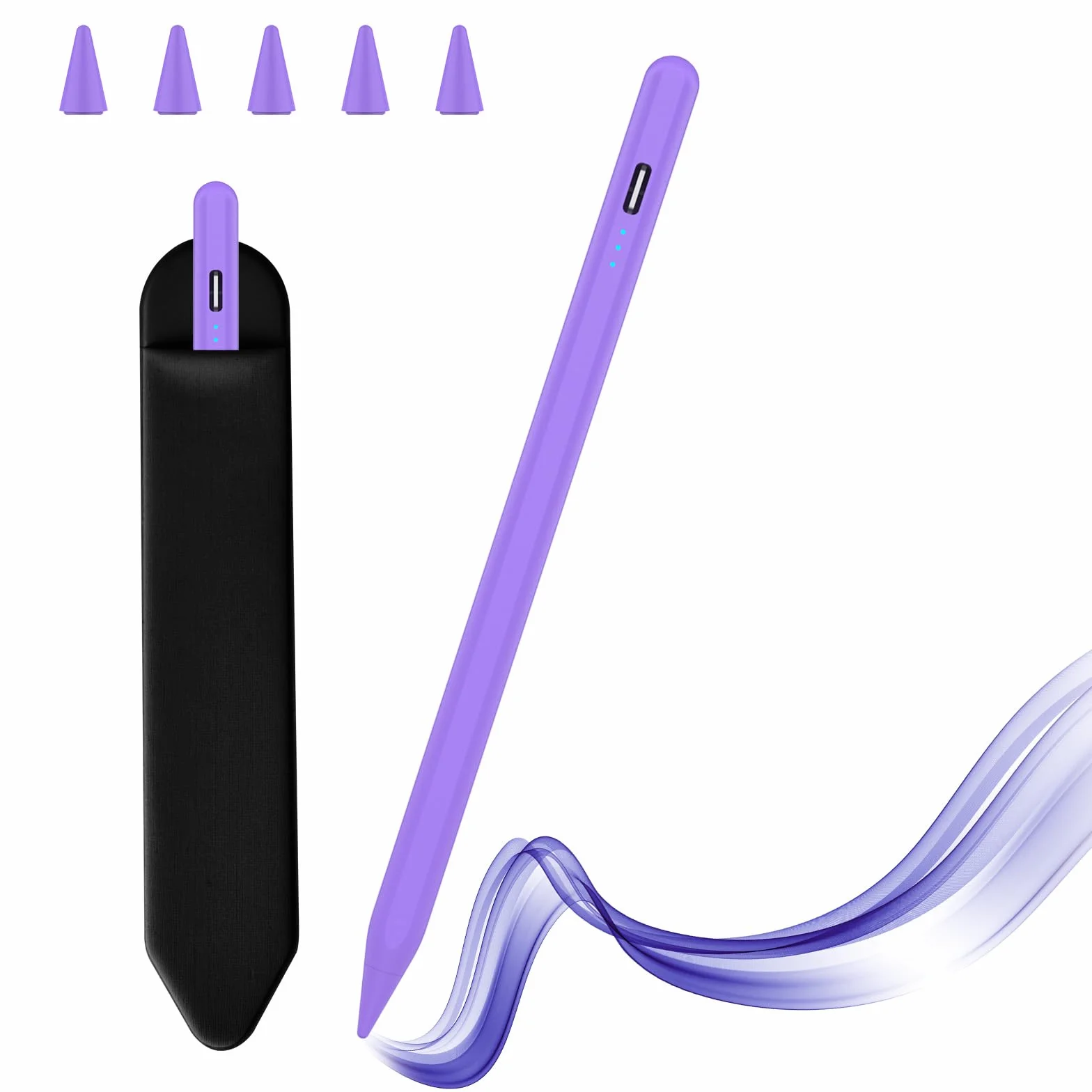 Penna per iPad 2018-2026, Pencil con Palm Rejection, Ricarica rapida, Inclinazione, Viola