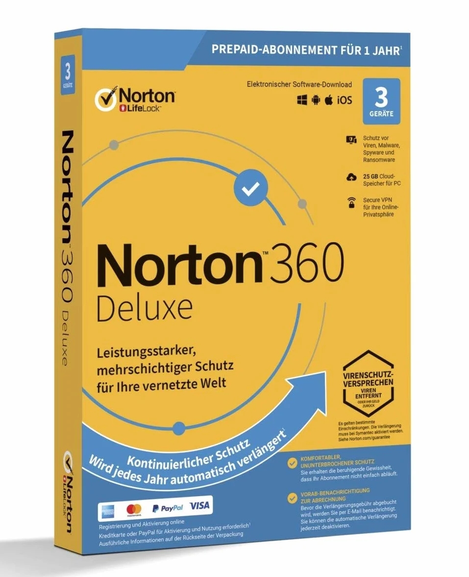 NORTON 360 Deluxe 3 dispositivi 1 anno 25 GB