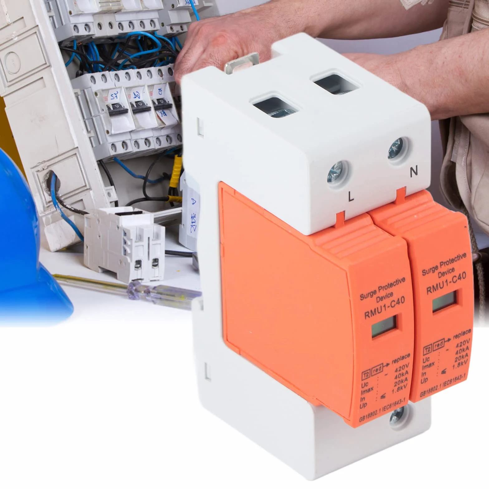 DEWIN Scaricatore di Sovratensione 2P 40kA 420V Dispositivo di Protezione Contro Le Sovratensioni