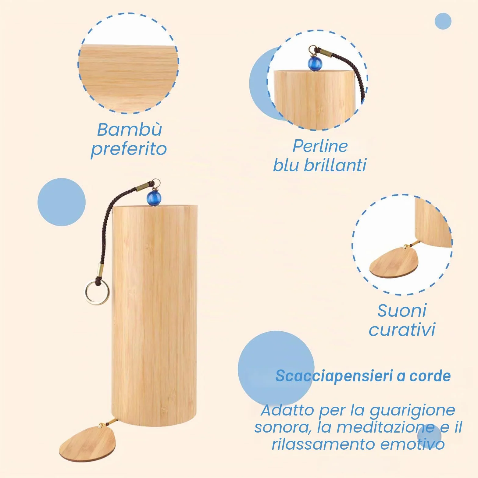 Campanelli eolici inbambù,Wind Chime meditazione,campanelle a vento giapponesi inbambù,campanelle a vento Zen,Scacciapensieri inbambù,per yoga,meditazione,giardinaggio.(accordo Spring Breeze Fa)