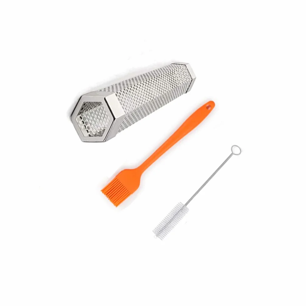 Tubo Affumicatore,Tubo affumicatore in Pellet, 6in, Barbecue Acciaio Inox, per Barbecue a Gas Elettrico e a Carbone, Hexagon Tube(15.5 x 5.5 x 5.5cm)
