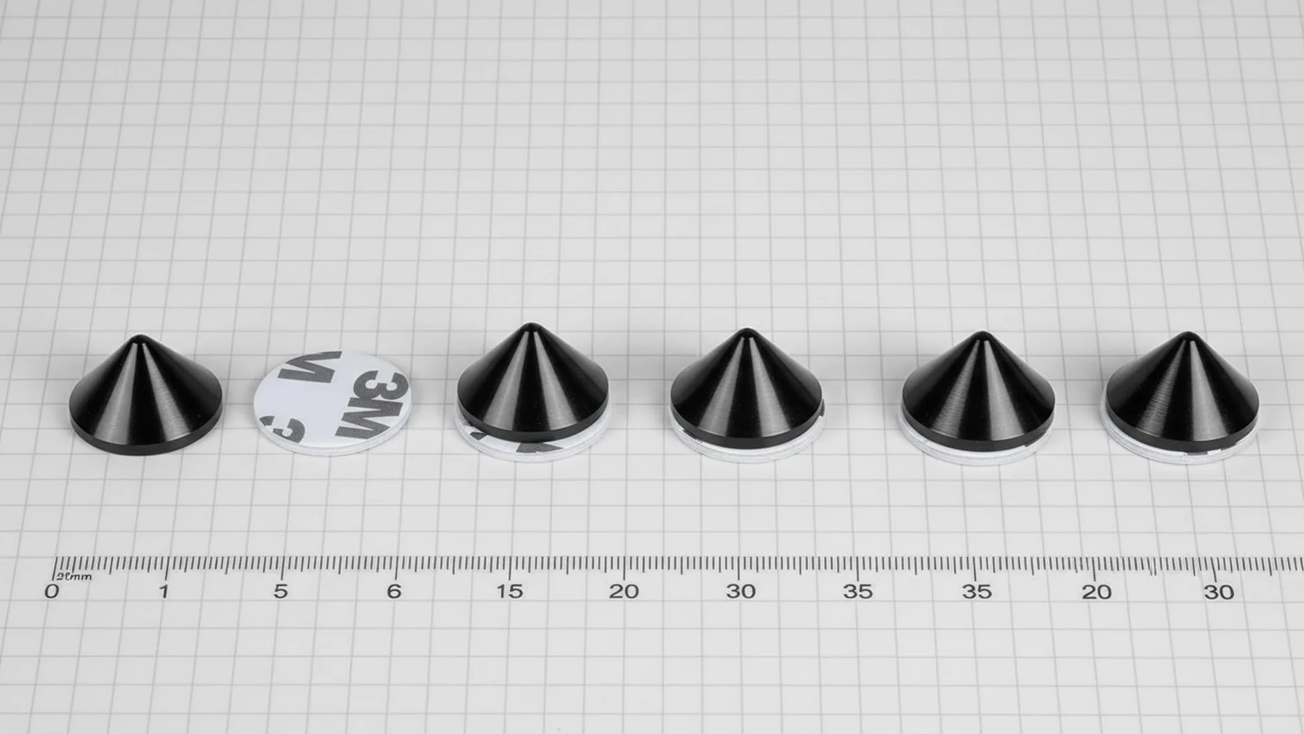 PrecisionGeek Altoparlanti Spike Cono Absorber Vite 4pz Cuscinetto Biadesivo 4pz Aluminio Nero