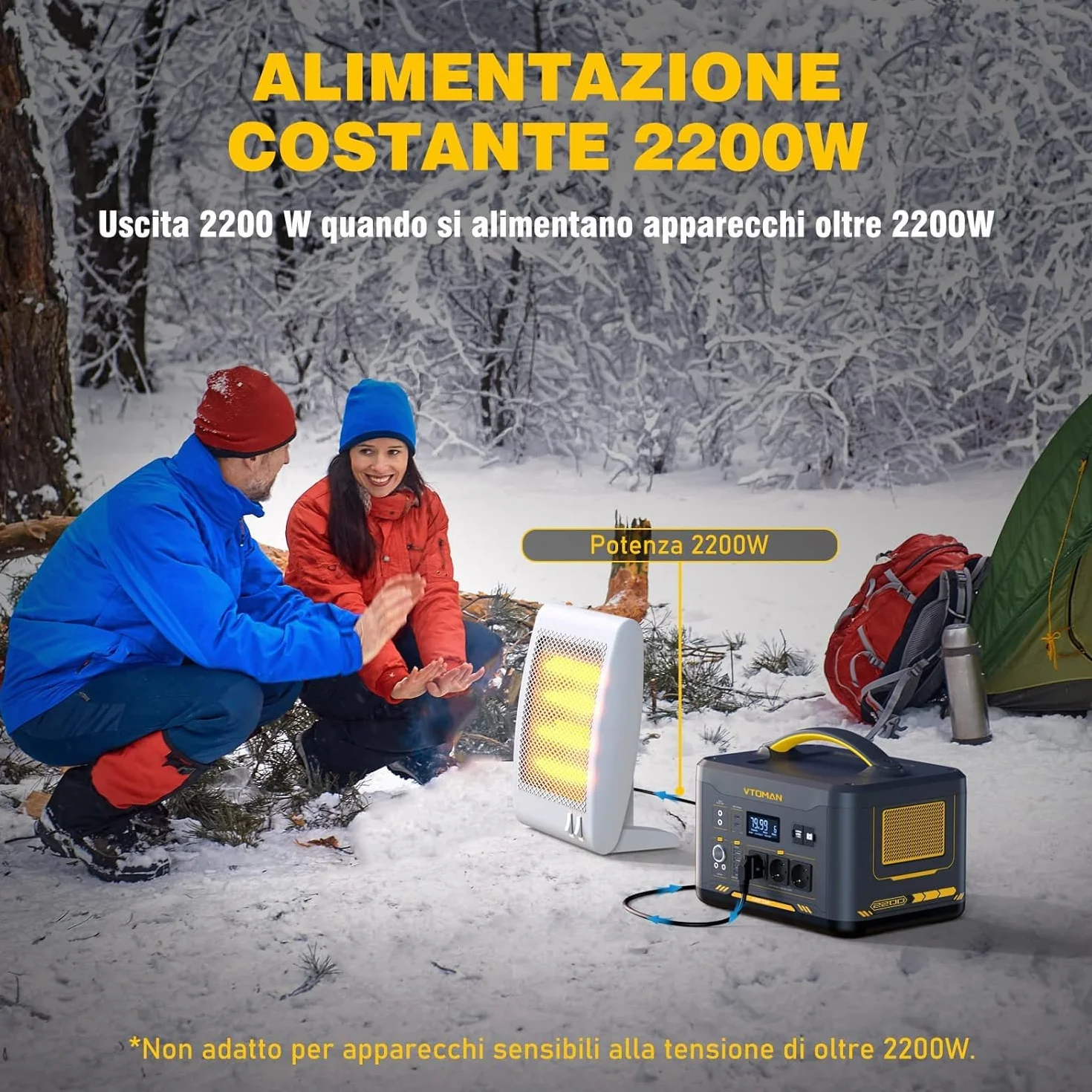 VTOMAN Jump 2200 Centrale Elettrica Portatile da 2200W, Generatore Solare da 1548Wh con Capacità Espandibile, con Avviatore, Potenza in Ingresso Potenziata a 400W