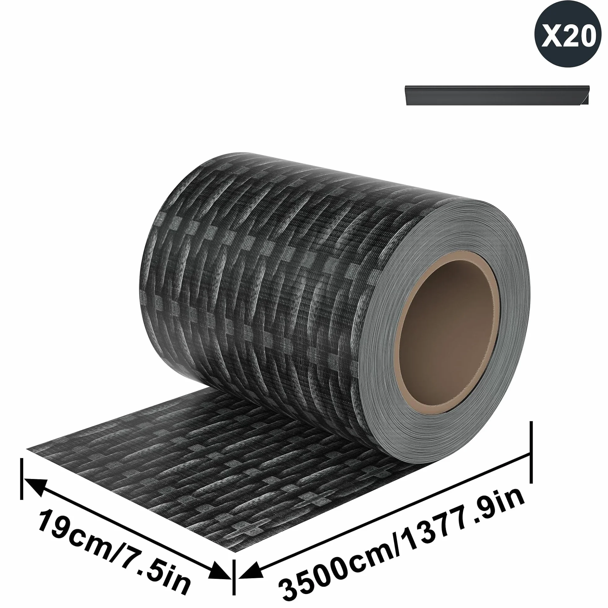 LZQ Strisce frangivista in PVC, extra spesse, opache, a doppia asta, con 20 clip di fissaggio per recinzione da giardino, balcone (35 m x 19 cm, motivo rattan)