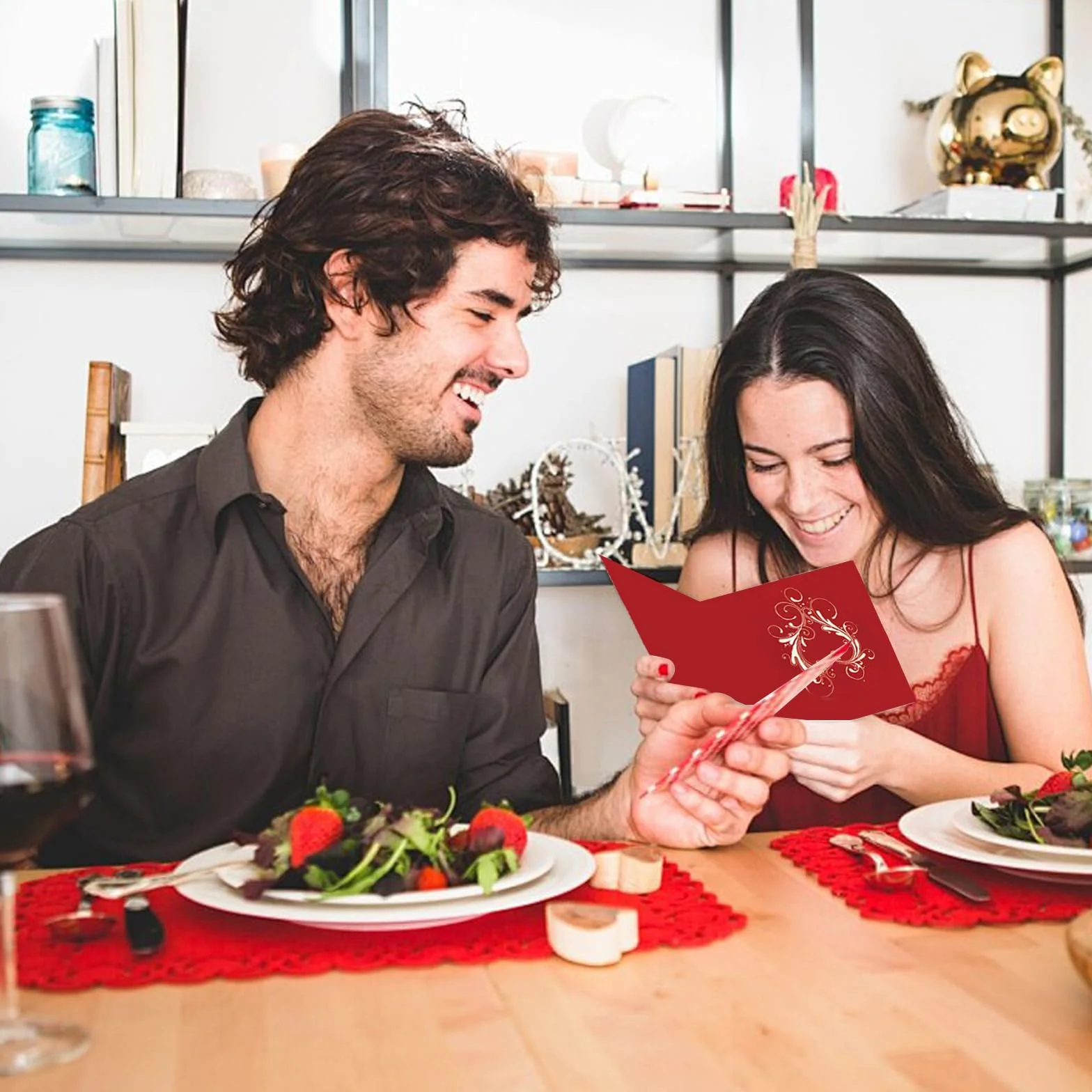 Cartolina D'Amore 3D Piega Rosso con Love Rigido Motivo Cuore San Valentino Biglietto Regalo Pop-Up Anniversario per Lei