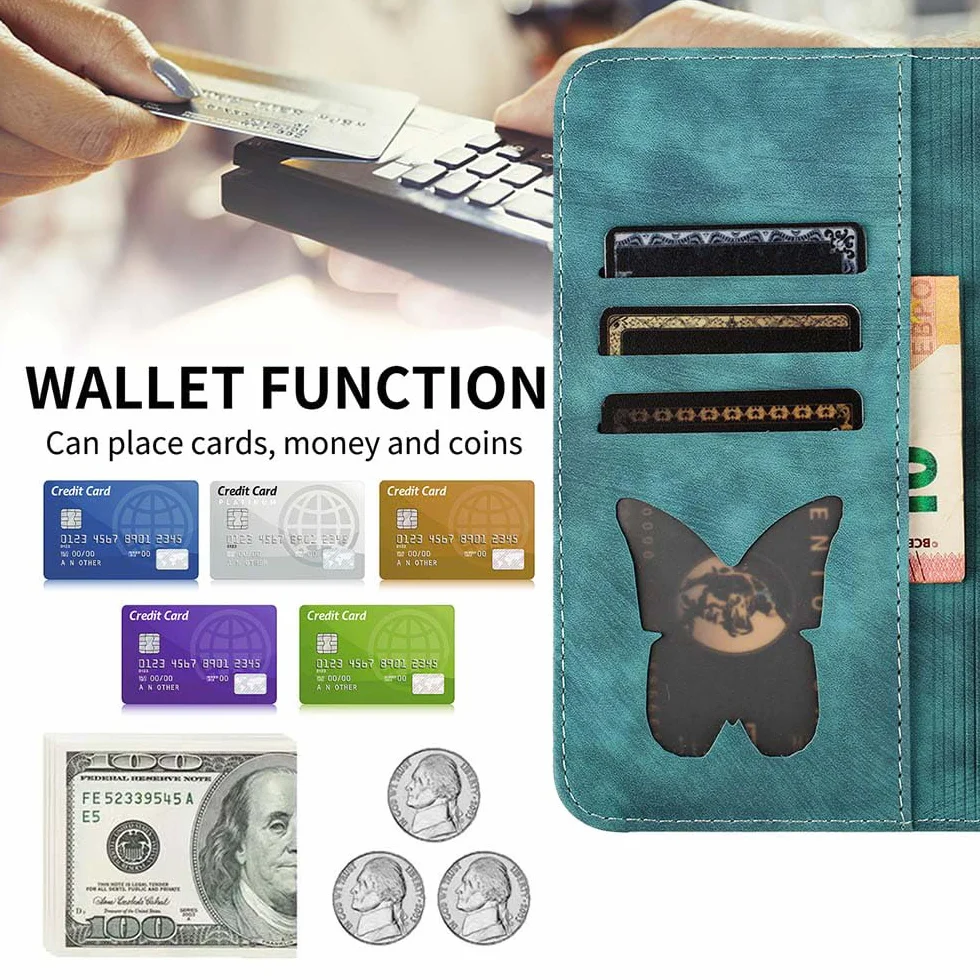 Etui Moto G54 5G PU Skórzane z Miejscem na Karty Zielone