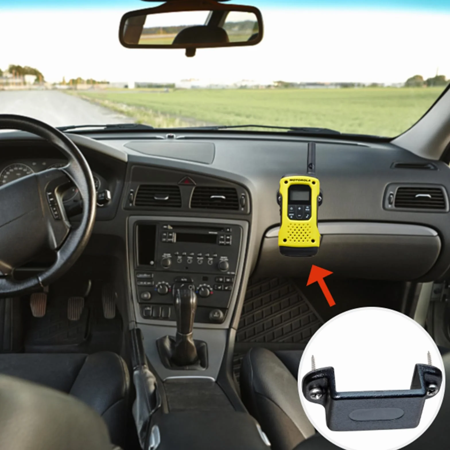 HYS Supporto radio auto Motorola Baofeng Yaesu Midland walkie talkie clip (2 szt, czarny)