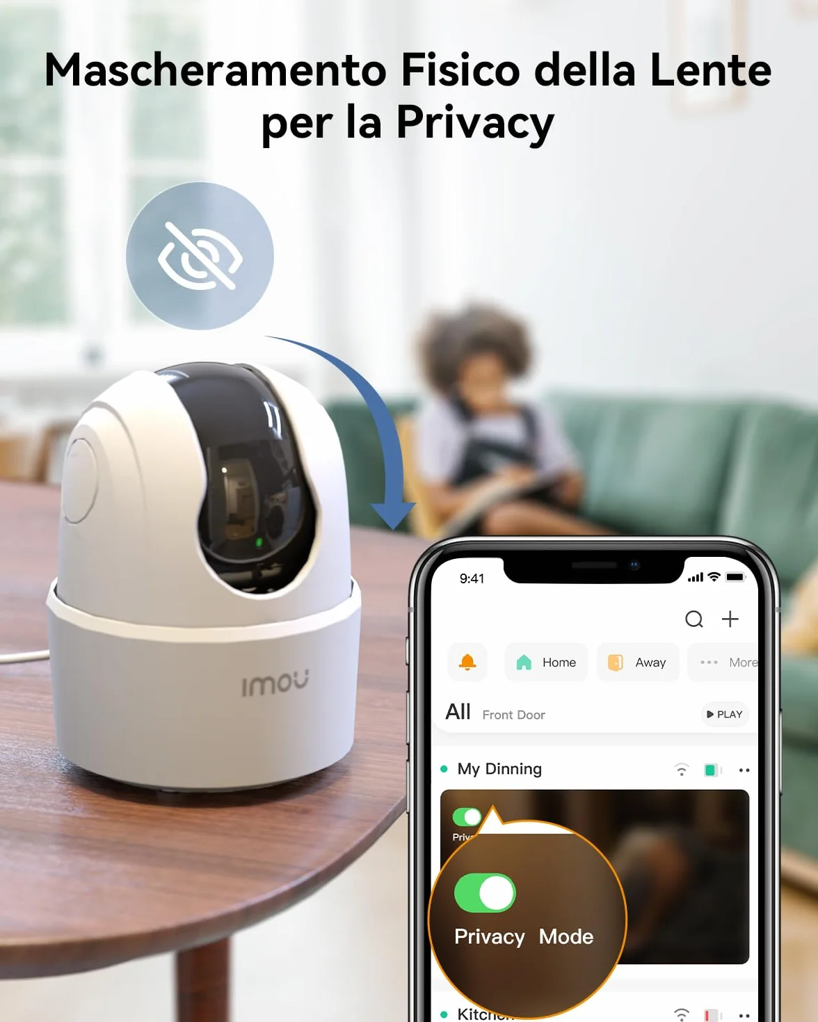 Imou 3MP Telecamera Wi-Fi Interno 2K Videocamera di Sorveglianza Tracciamento Movimento Rilevamento Umano Audio Bidirezionale 2,4GHz