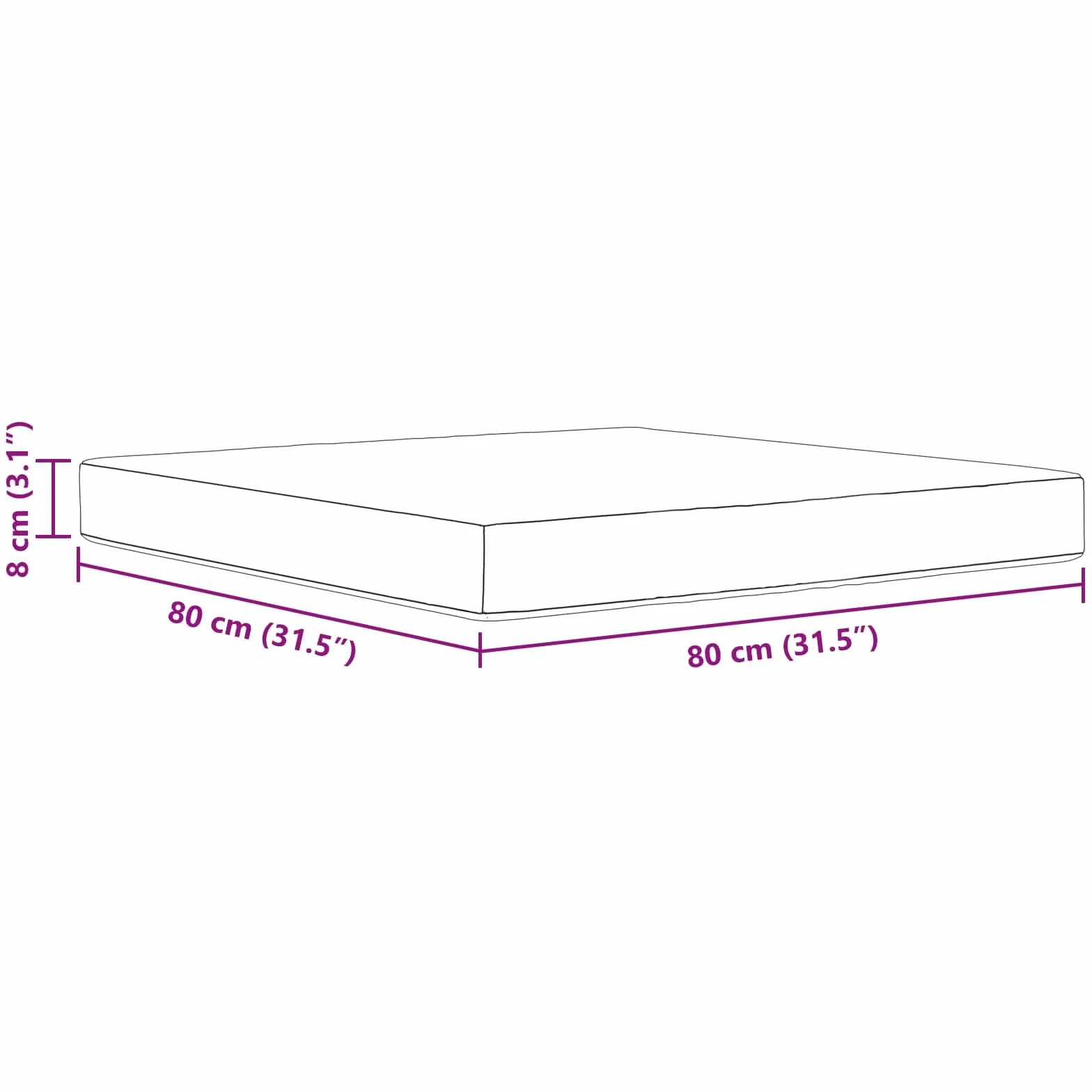 vidaXL Cuscino per divano da esterno Beige 80 x 80 x 8 cm Poliestere