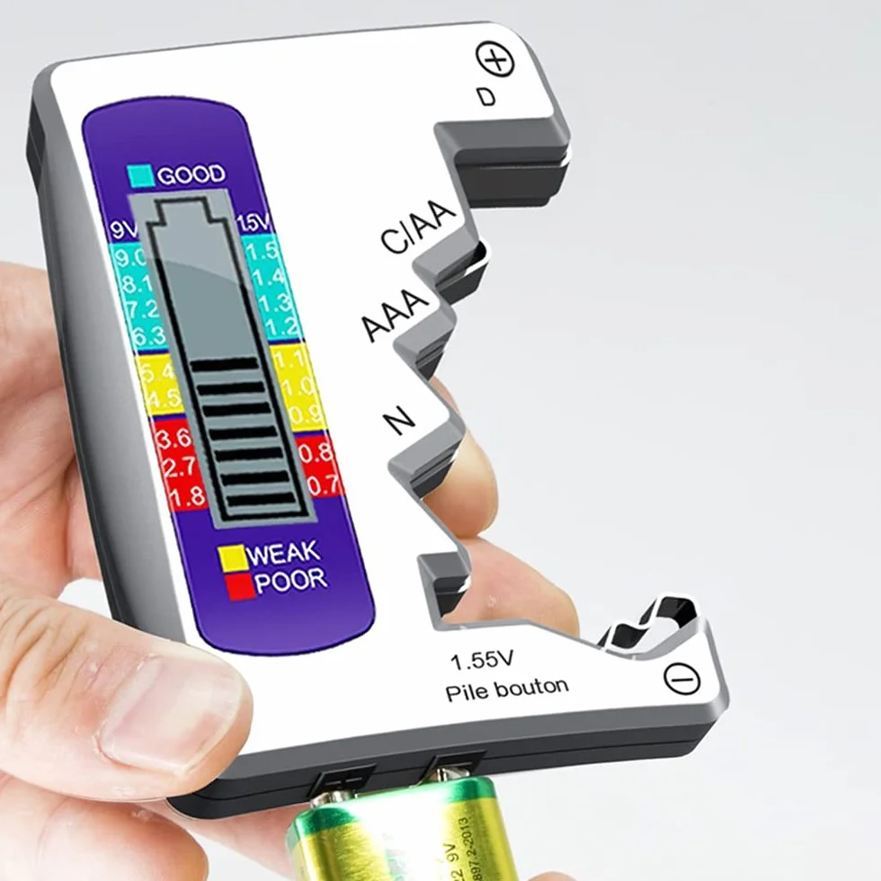 Tester Batterie Digitale con Display LCD per Batterie Universale AA AAA C D 9V 1.5V