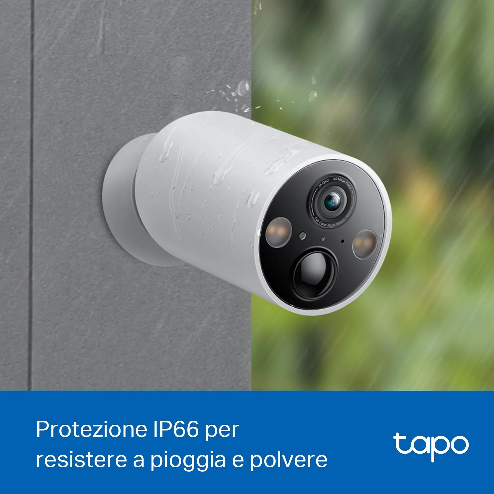Tapo C425 Telecamera WiFi Esterno 2K 4MP Base Magnetica Batteria 10000mAh Allarme Movimento IP66 Audio Bidirezionale Visione Notturna Colori