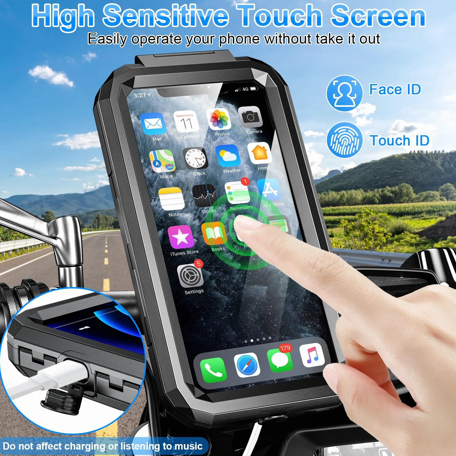 Porta Cellulare Moto Impermeabile Universale Supporto Telefono Bici con Rotazione a 360° per Smartphone 5.5"-7.0"