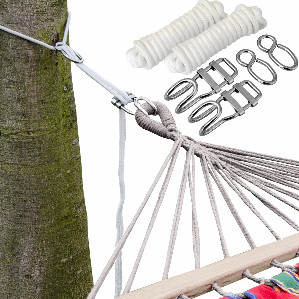 Kit per Appendere la Vostra Amacha agli Alberi | Corda 6 m | Peso Massimo supportato 160 kg | Kit Completo