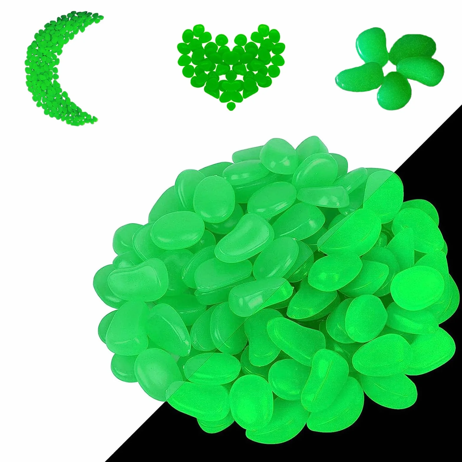 300 Pezzi Pietre Luminose da Giardino, Ciottoli Fluorescenti, Pietre Fluorescent, Ciottoli Luminosi, Ciottoli Brillanti,per Giardino,Terrario, Sentieri, Cortile, Acquario, Piscina, Verde
