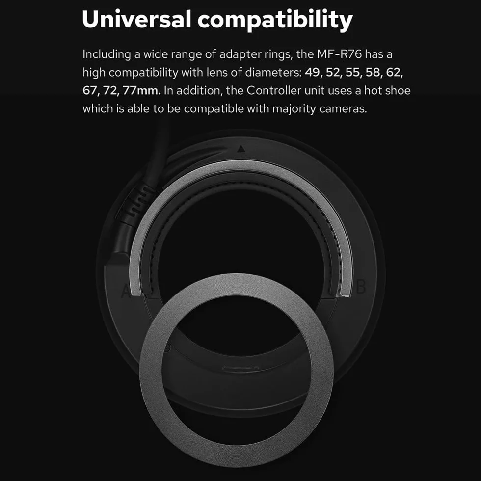 Godox MF-R76 Universal Macro Ring Flash Light GN14 10 livelli di luminosità regolabile per Canon Nikon Sony Fuji Olympus Panasonic Pentax DSLR