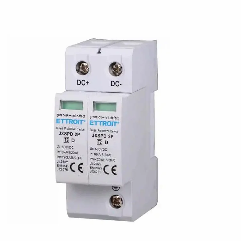 SCARICATORE LIMITATORE DI SOVRATENSIONE DC PER FOTOVOLTAICO TIPO 2 T2 D 2P 500V 2.8KV 10KA 2 MODULI DIN