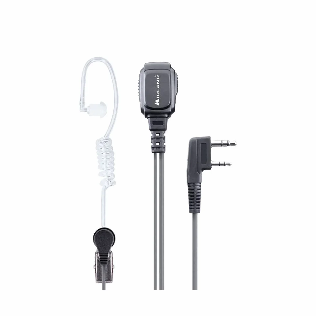 Midland MA31-LK PRO Microfono Auricolare Pneumatico 2 Pin Kenwood Cavo Silicone Trasparente