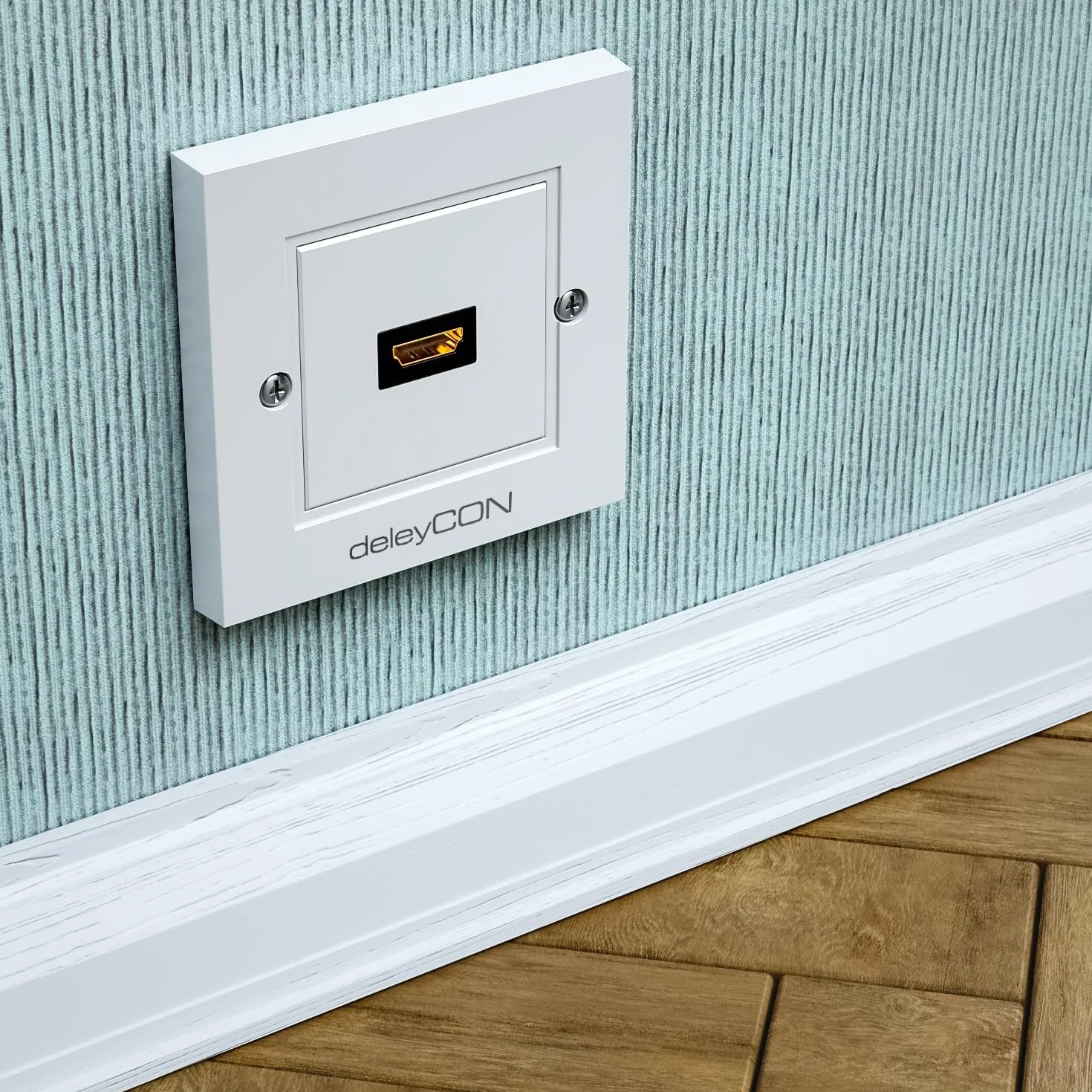 deleyCON HDMI Presa Murale 80x80mm Bianco 4K 8K FULL HD eARC Alta Velocità