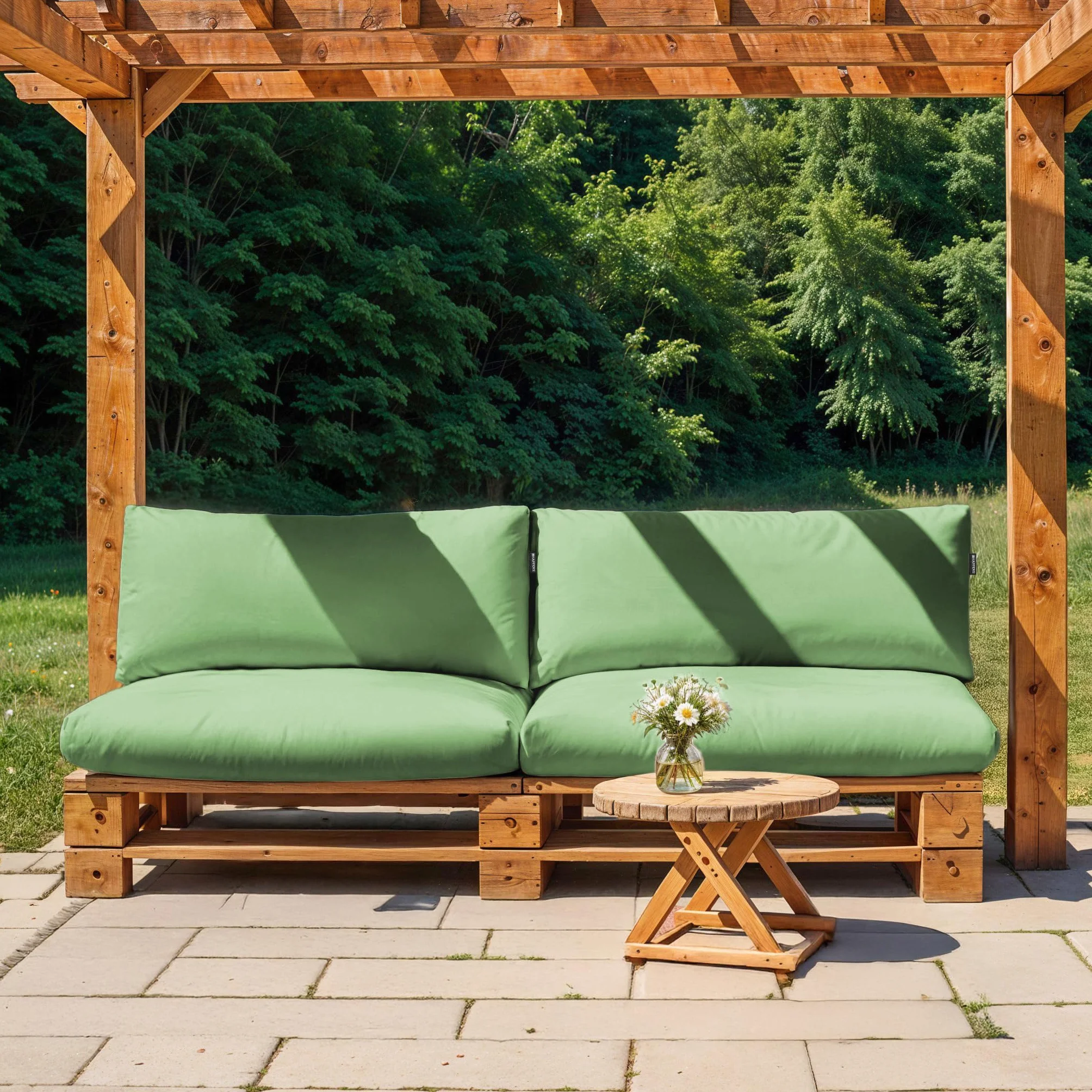 Happers Cuscino per Pallet Esterno 120x60x20 cm Antimacchia Sfoderabile Lavabile Verde