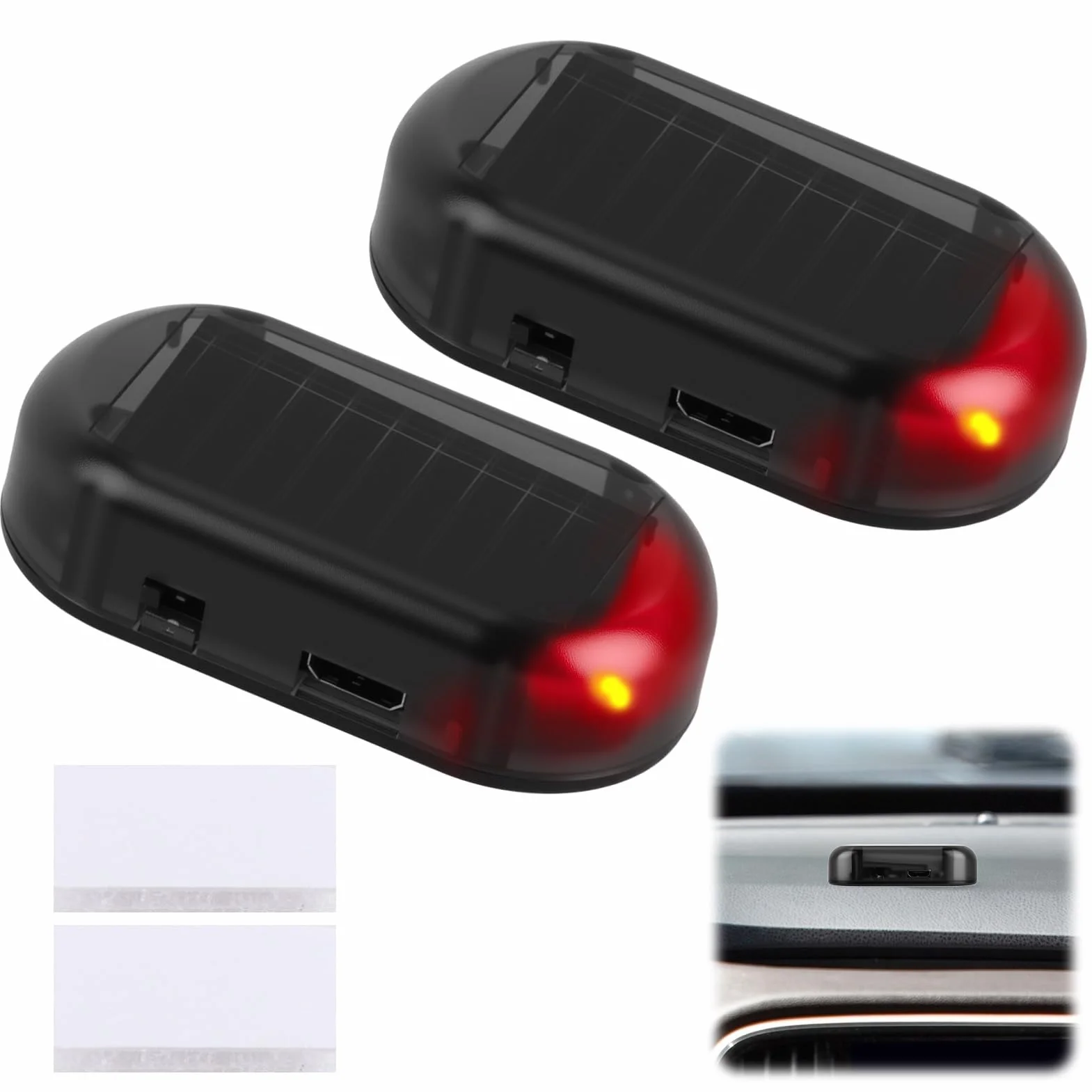 Allarme Auto Anti Vandalo Lampeggiamento Notturno Automatico Monitoraggio Antifurto 2pcs