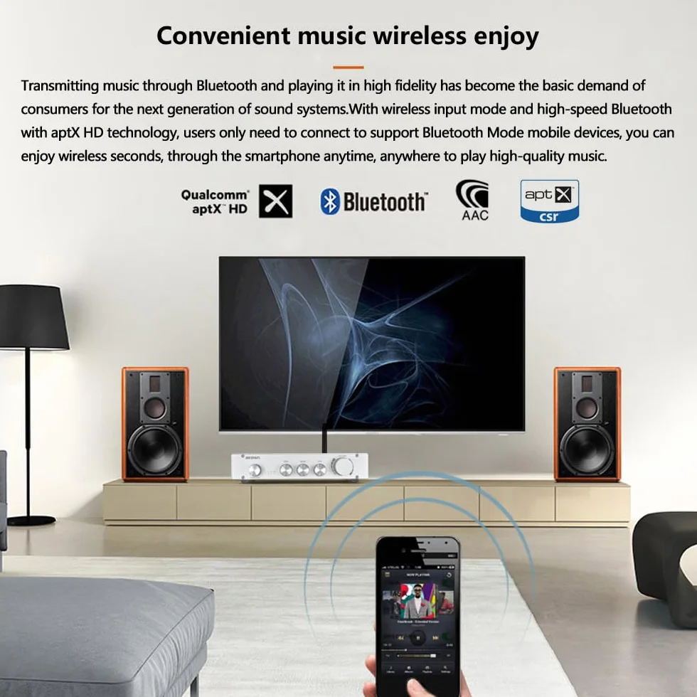 Preamplificatore HIFI Classe A Pura 2.1 Canali Audio Domestico Bluetooth 5.0 PCM5102 Subwoofer Argento