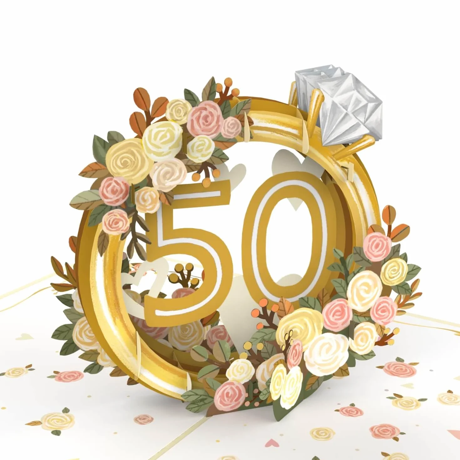 Papercrush® Biglietto anniversario matrimonio pop up 3D per 50 anni nozze d'oro con busta porta soldi