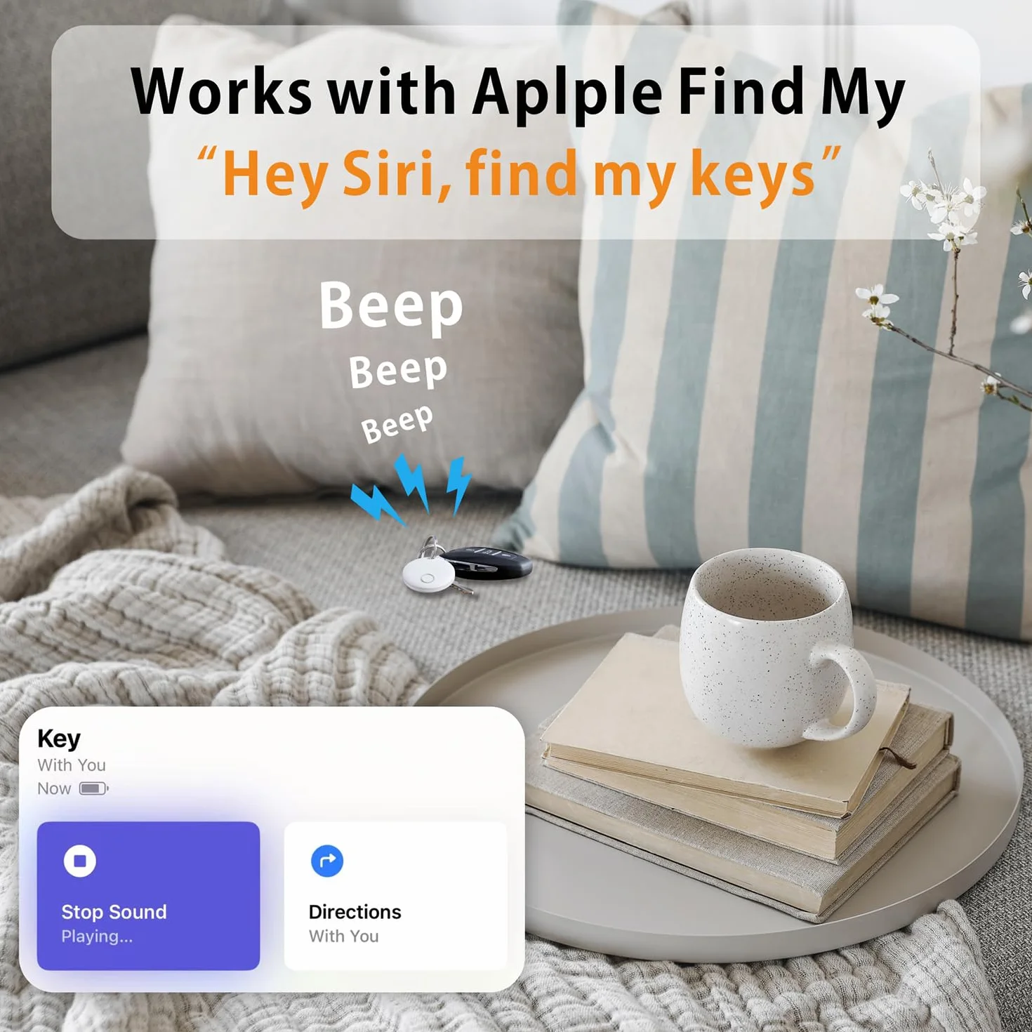 Smart Tag compatibile con Apple Find My (Solo iOS) localizzatore per chiavi bagagli valigie portafogli impermeabile IP67