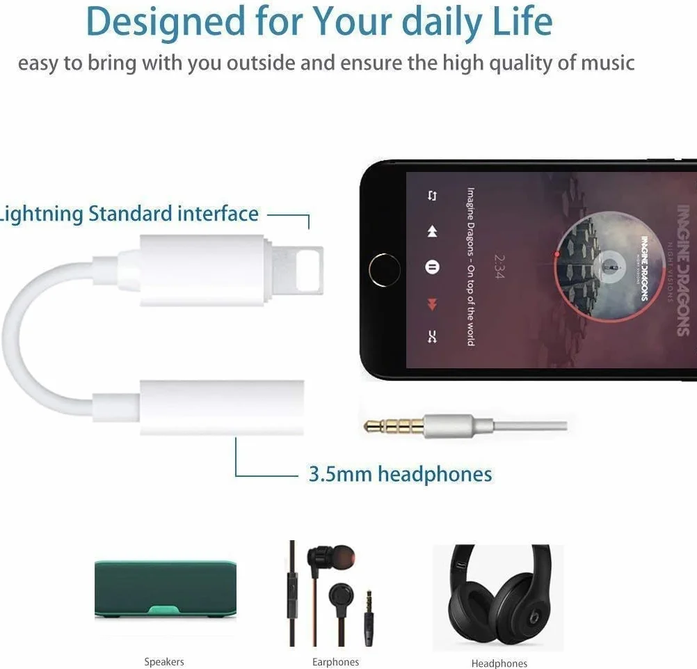 Apple MFi Certificato Adattatore Cuffie iPhone Lightning a 3,5 mm Jack AUX Audio