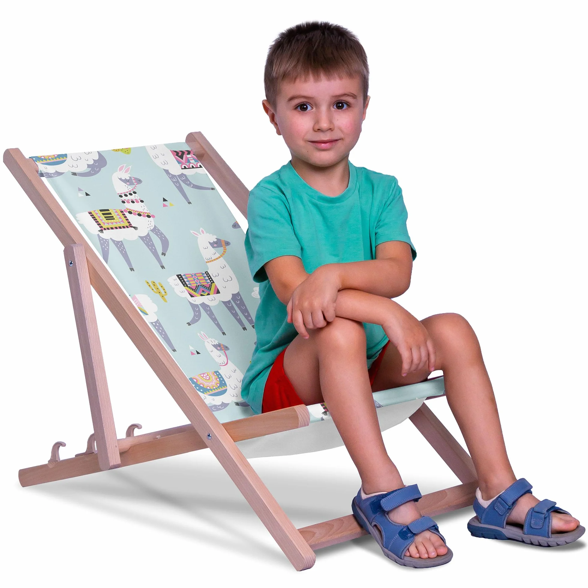 DreamRoots Sdraio Pieghevole Bambini 130kg - Sedia Pieghevole - Sdraio Legno Di Faggio - Sediolina Mare Bambini 100% poliestere 220 g/m2