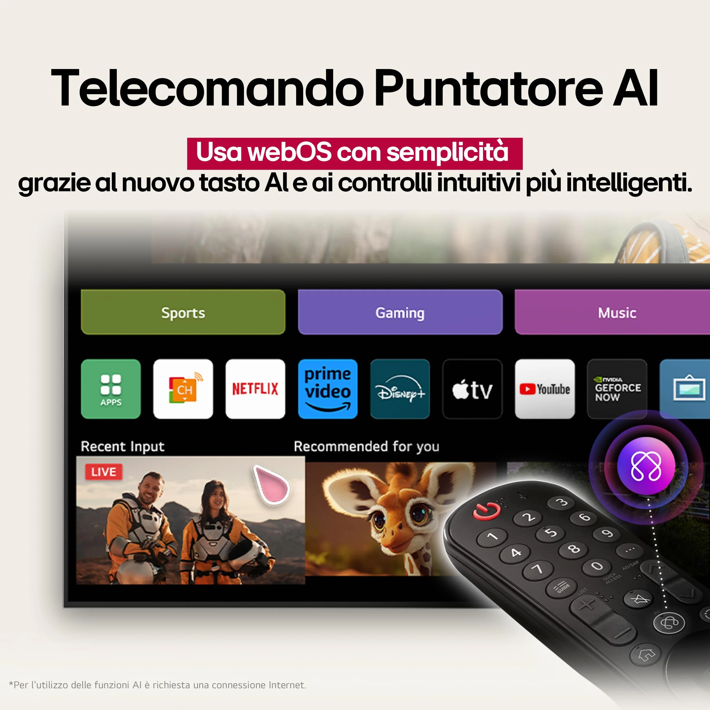 LG QNED70 Smart TV 50 pollici 4K, Processore α7 Gen8, Dynamic QNED Color, webOS AI, Gaming VRR 4K@60Hz