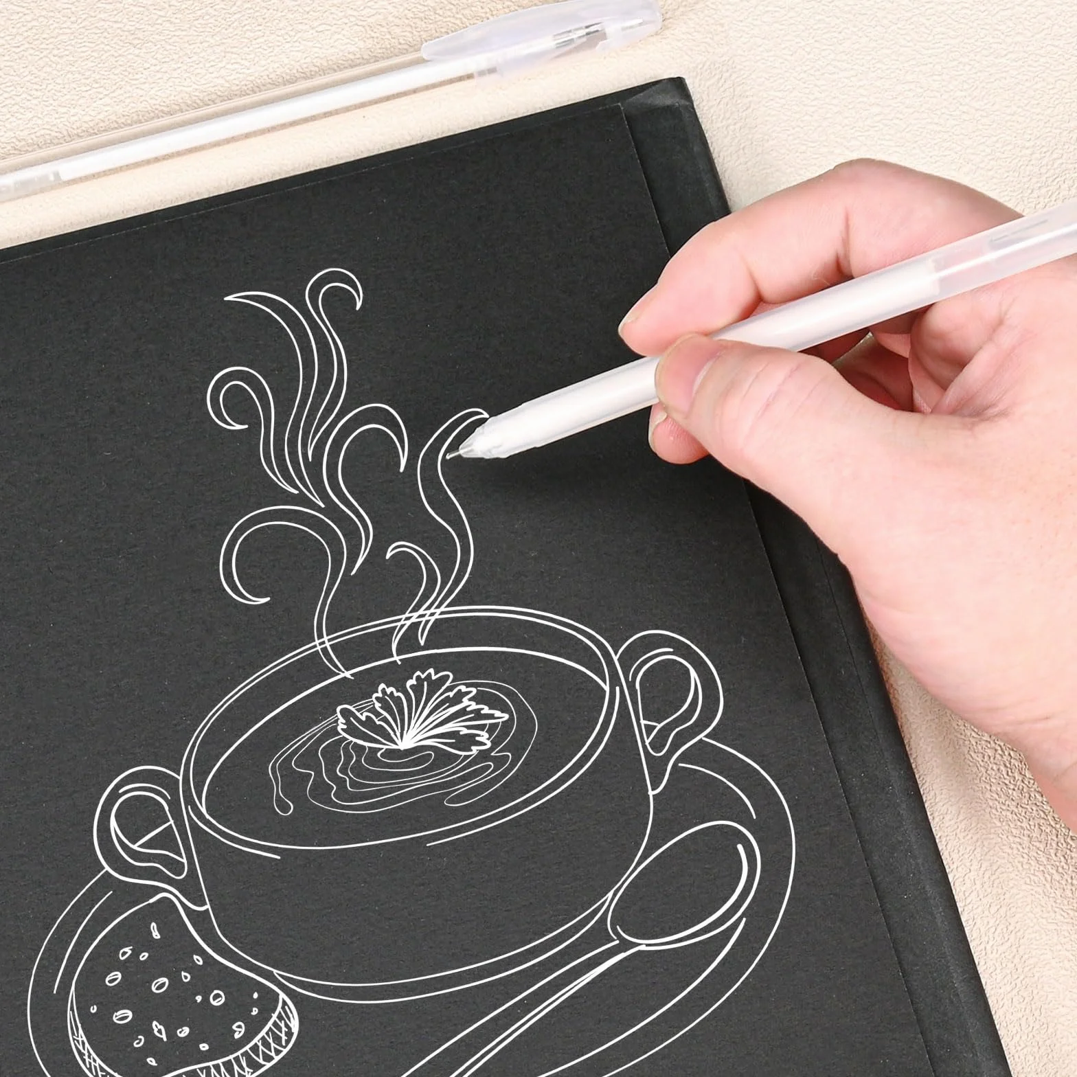 Set di 9 penne gel bianche 0,6 mm 0,8 mm per disegno su carta nera