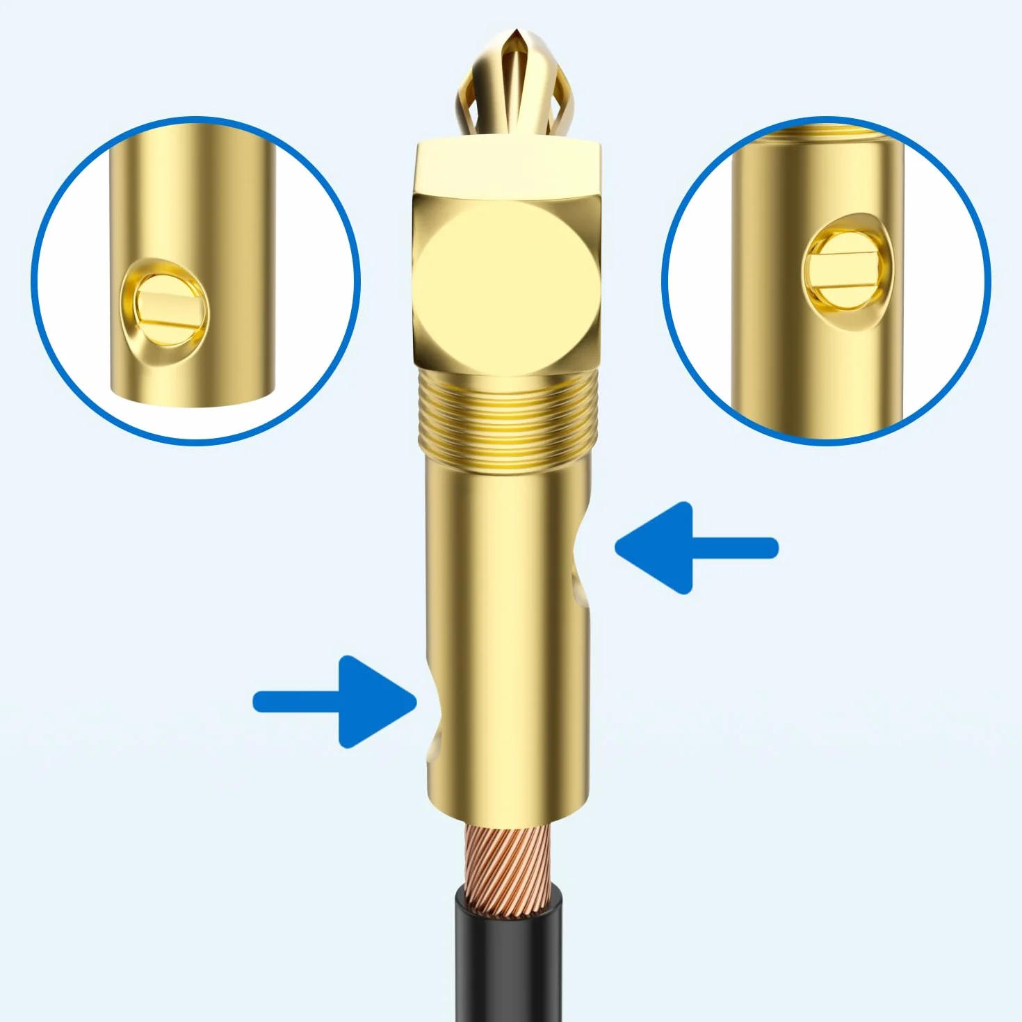 Connettori Banana Angolo 90° Placcati Oro 24K per Cavi Altoparlante 4pz (2 coppie)