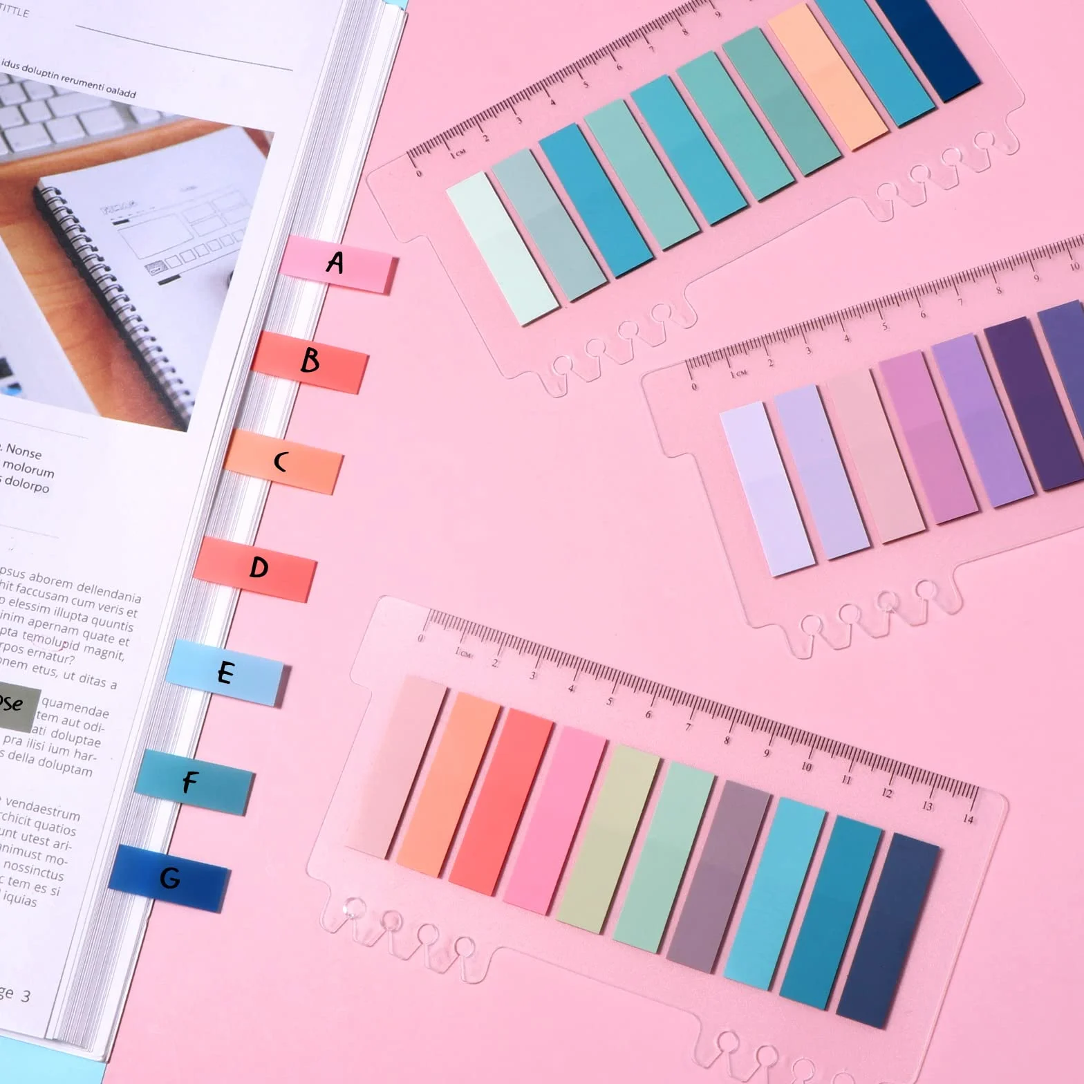 Brencco Segnapagina Plastificati Colorati 1200 Pezzi, Segnalibri Adesivi per Lettura Studio