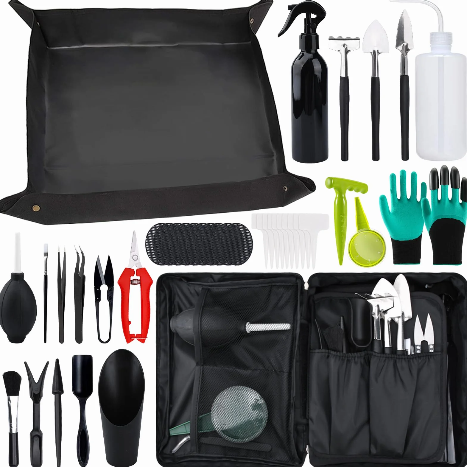 JOYBOY Set di Attrezzi da Giardino,Attrezzi Giardinaggio,Set di Attrezzi da Giardinaggio,Mini Attrezzi da Giardino Kit,Set di Strumenti per Bonsai per La Cura di Piante in Miniatura in Interni