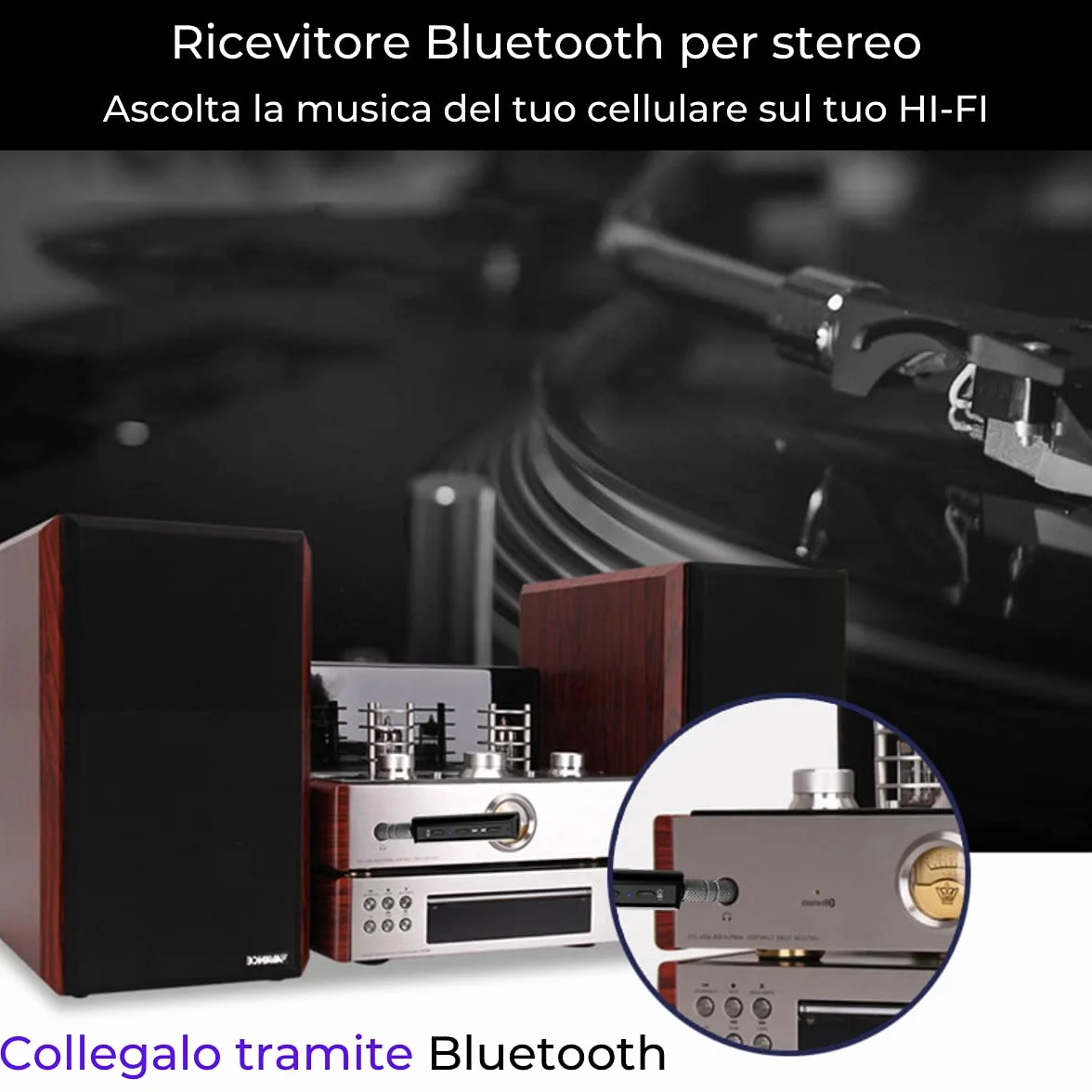 Ricevitore Aux Bluetooth 5.0 Bassa Latenza APTX per Auto TV Stereo Hifi